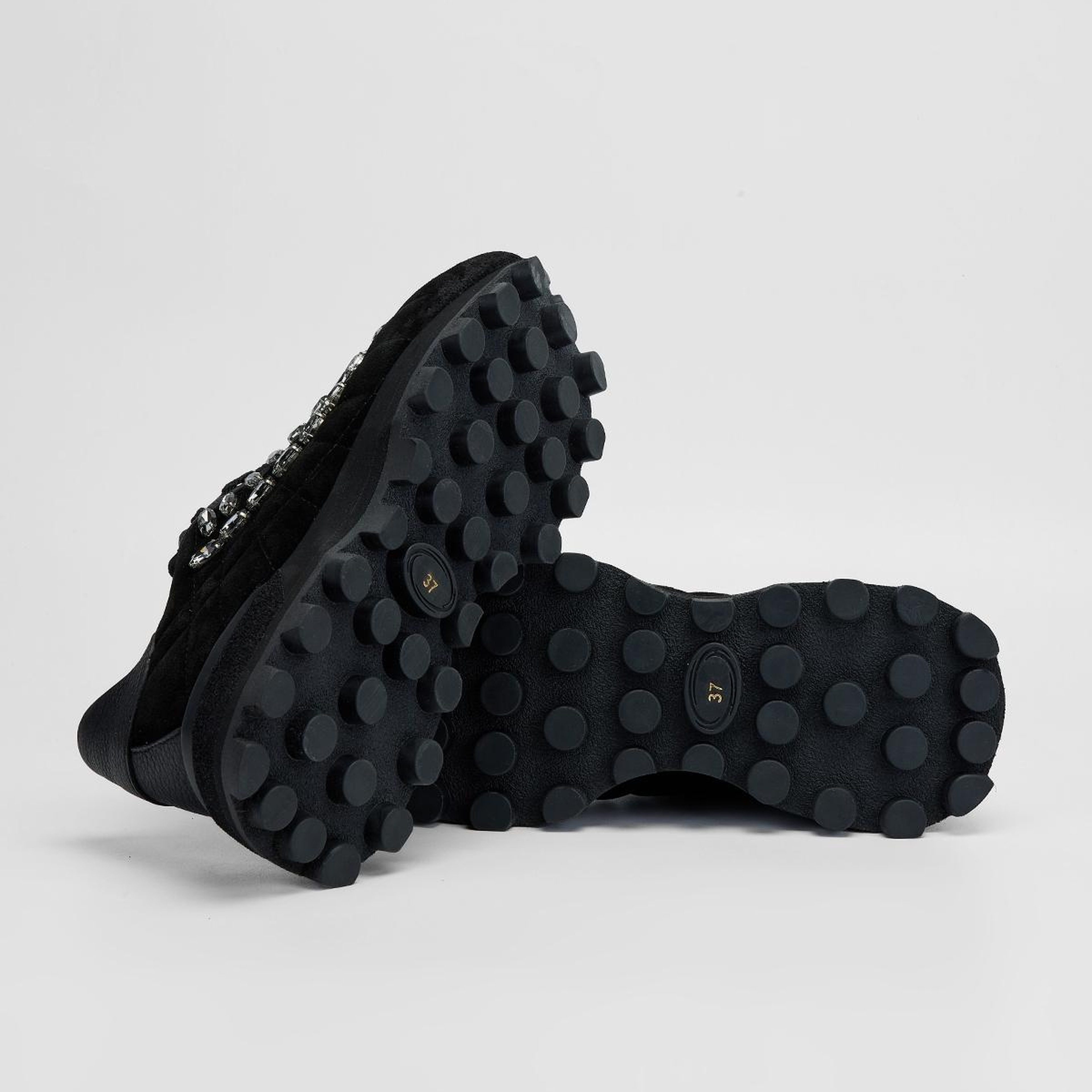 Valmenti Kadın Hakiki Deri Siyah Süet Sneakers & Spor Ayakkabı