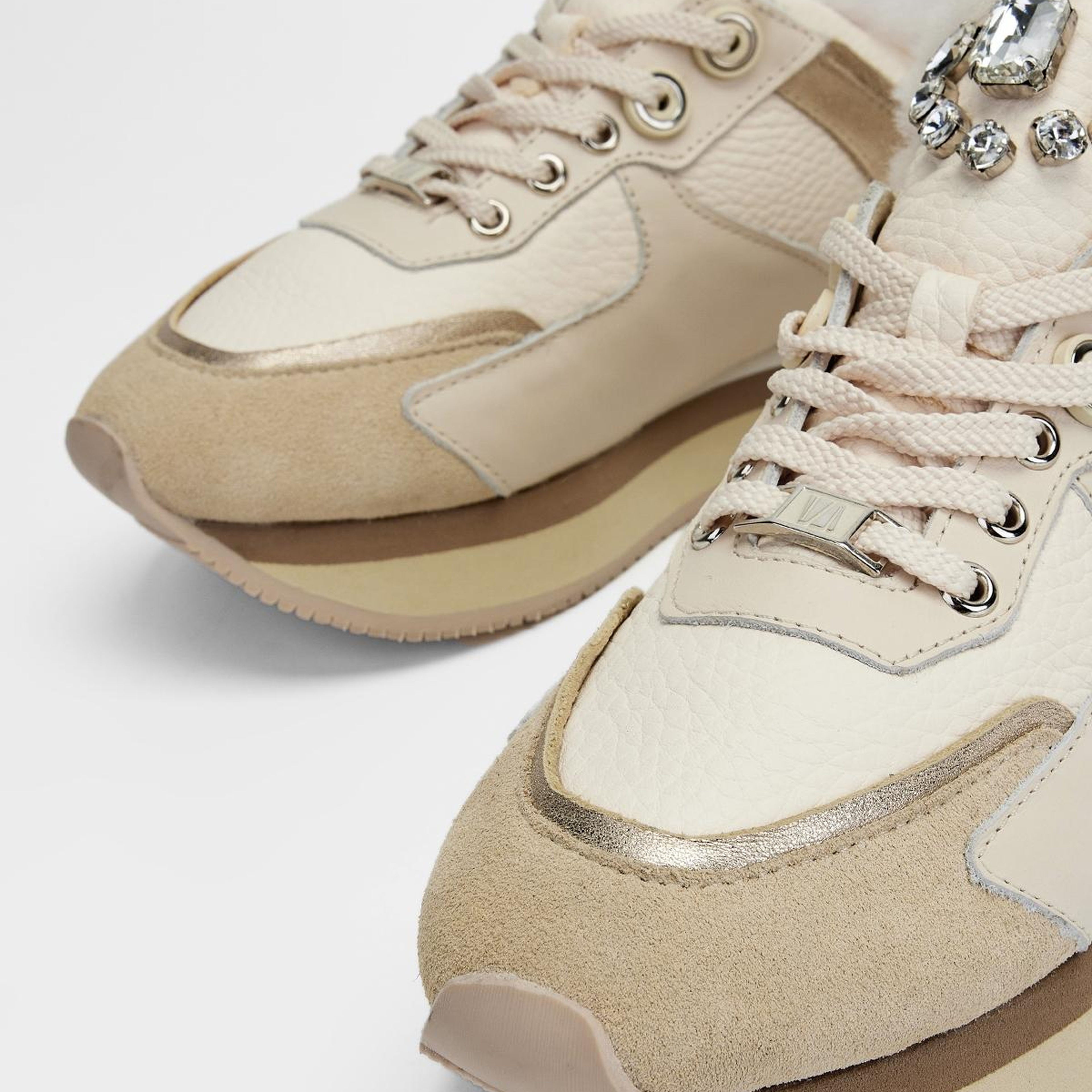 Valmenti Kadın Hakiki Deri Bej Floter Sneakers & Spor Ayakkabı