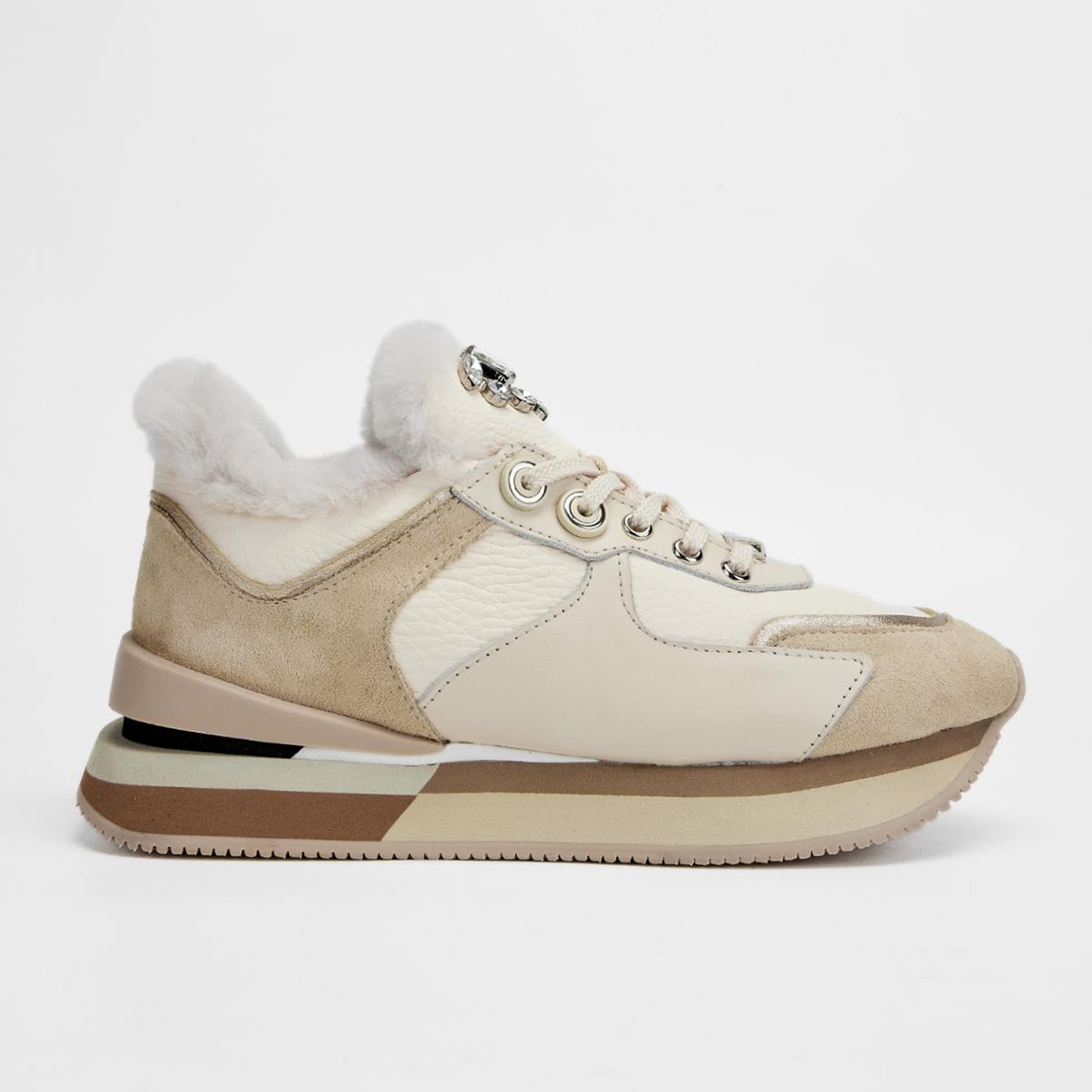 Valmenti Kadın Hakiki Deri Bej Floter Sneakers & Spor Ayakkabı