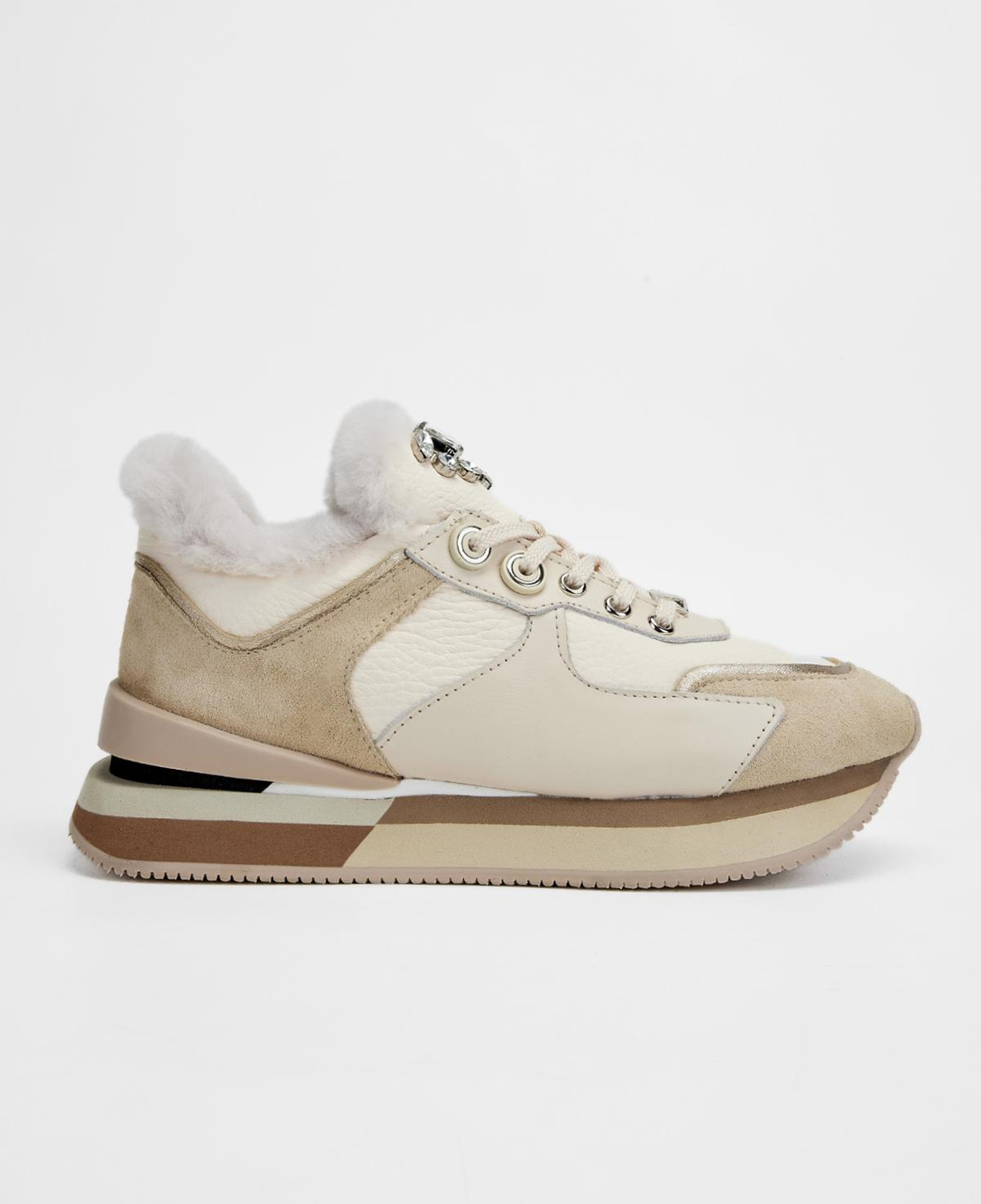 Valmenti Kadın Hakiki Deri Bej Floter Sneakers & Spor Ayakkabı