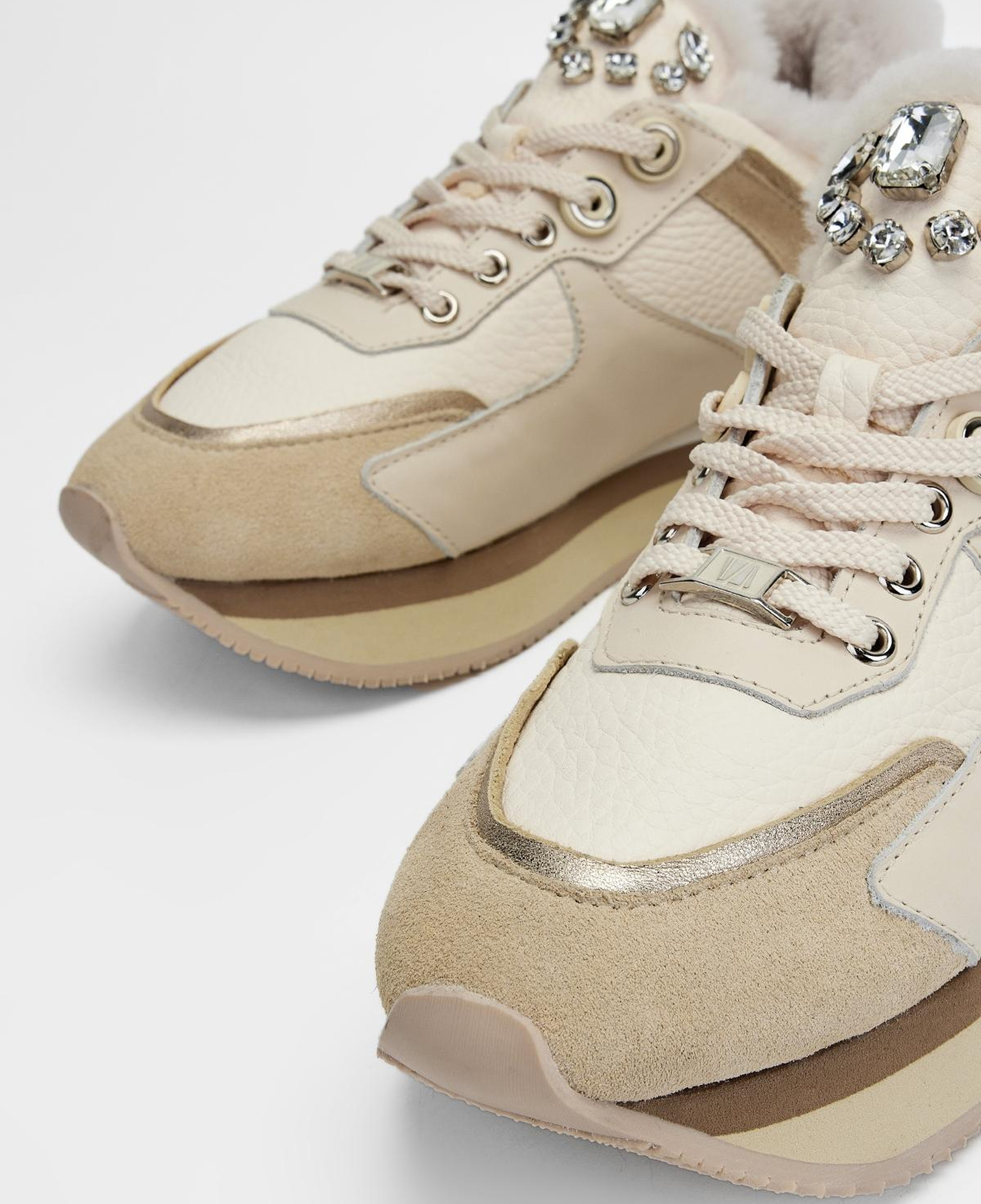 Valmenti Kadın Hakiki Deri Bej Floter Sneakers & Spor Ayakkabı