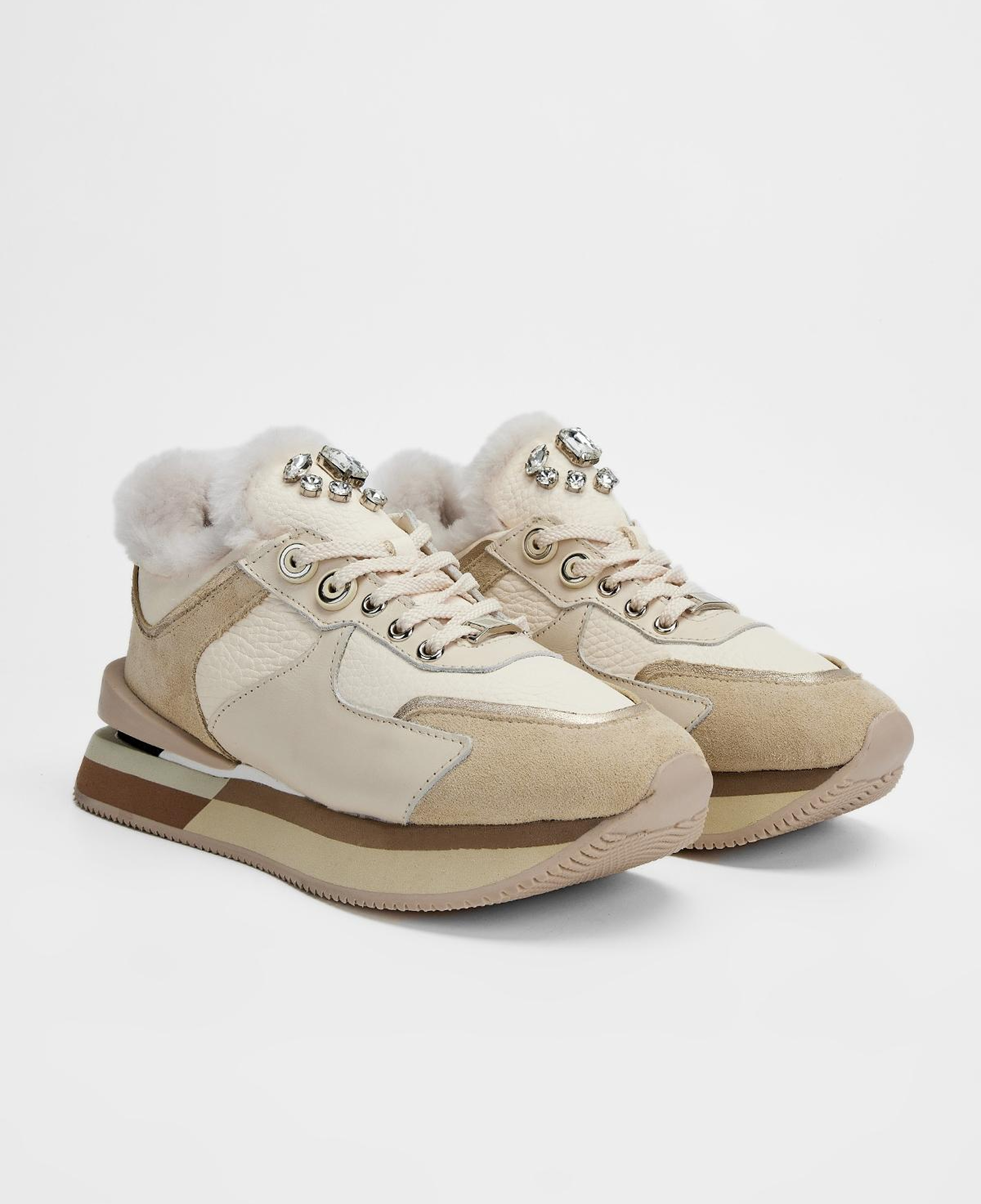 Valmenti Kadın Hakiki Deri Bej Floter Sneakers & Spor Ayakkabı