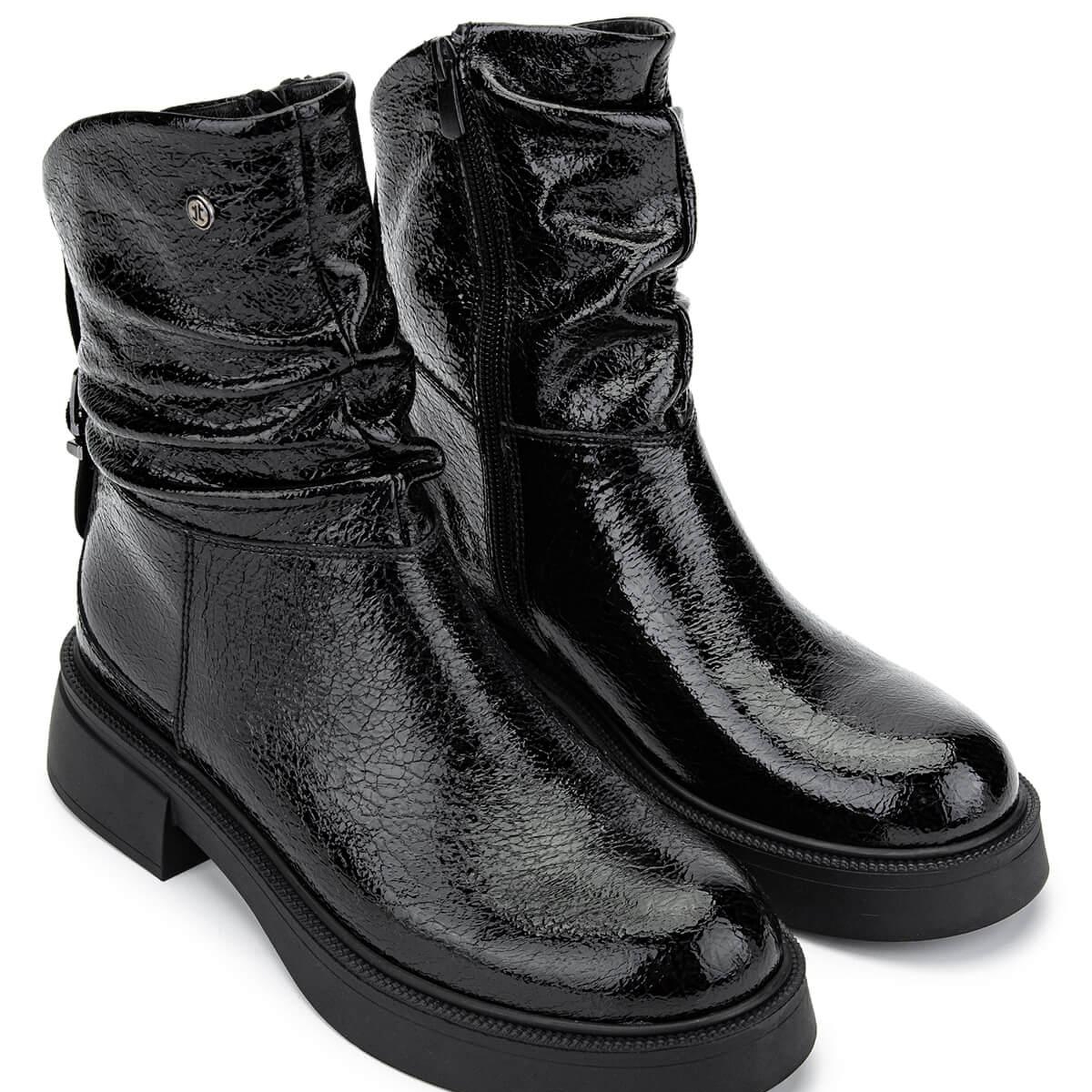 Tamer Tanca Kadın Hakiki Deri Siyah Rugan Casual Bot