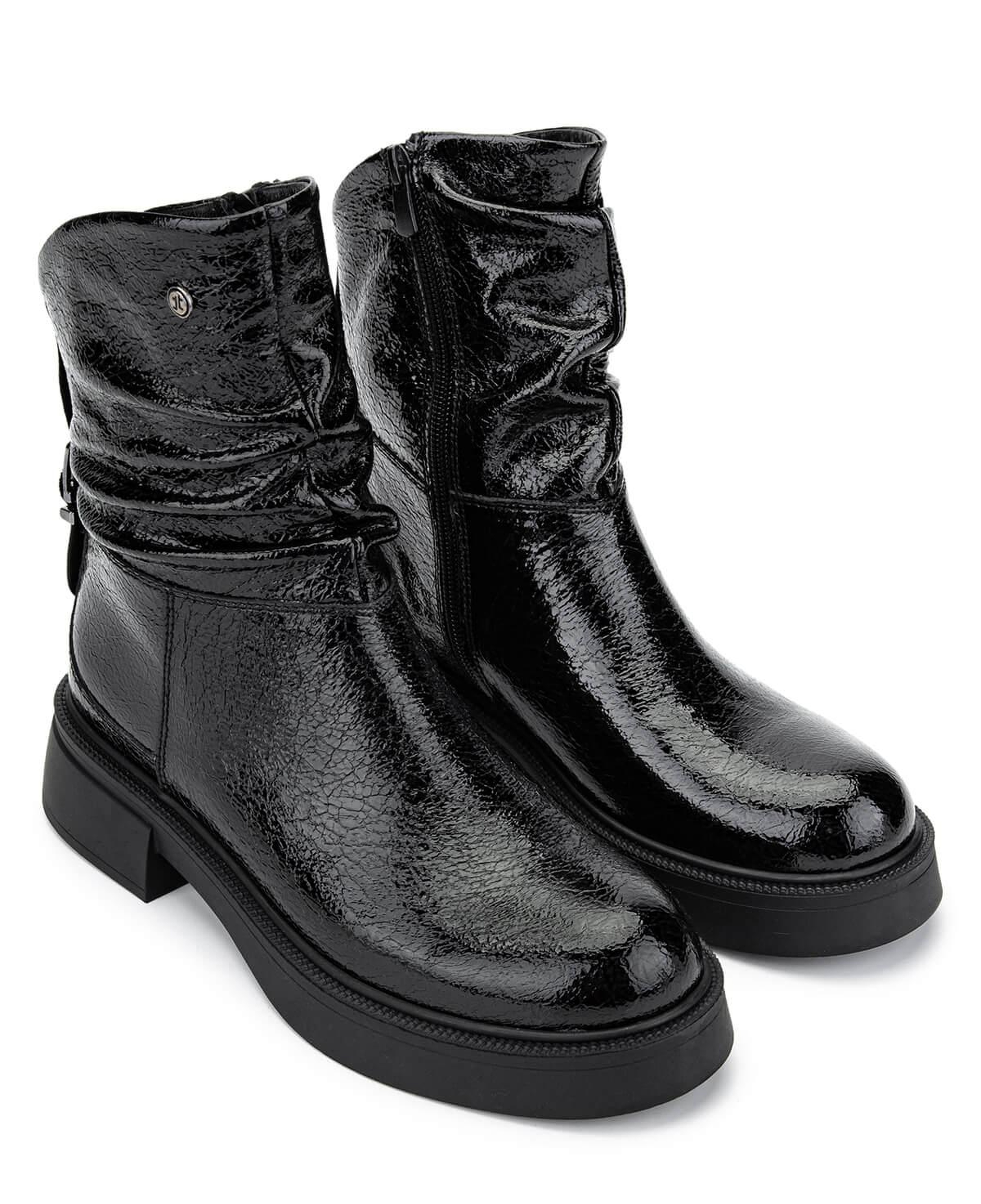 Tamer Tanca Kadın Hakiki Deri Siyah Rugan Casual Bot