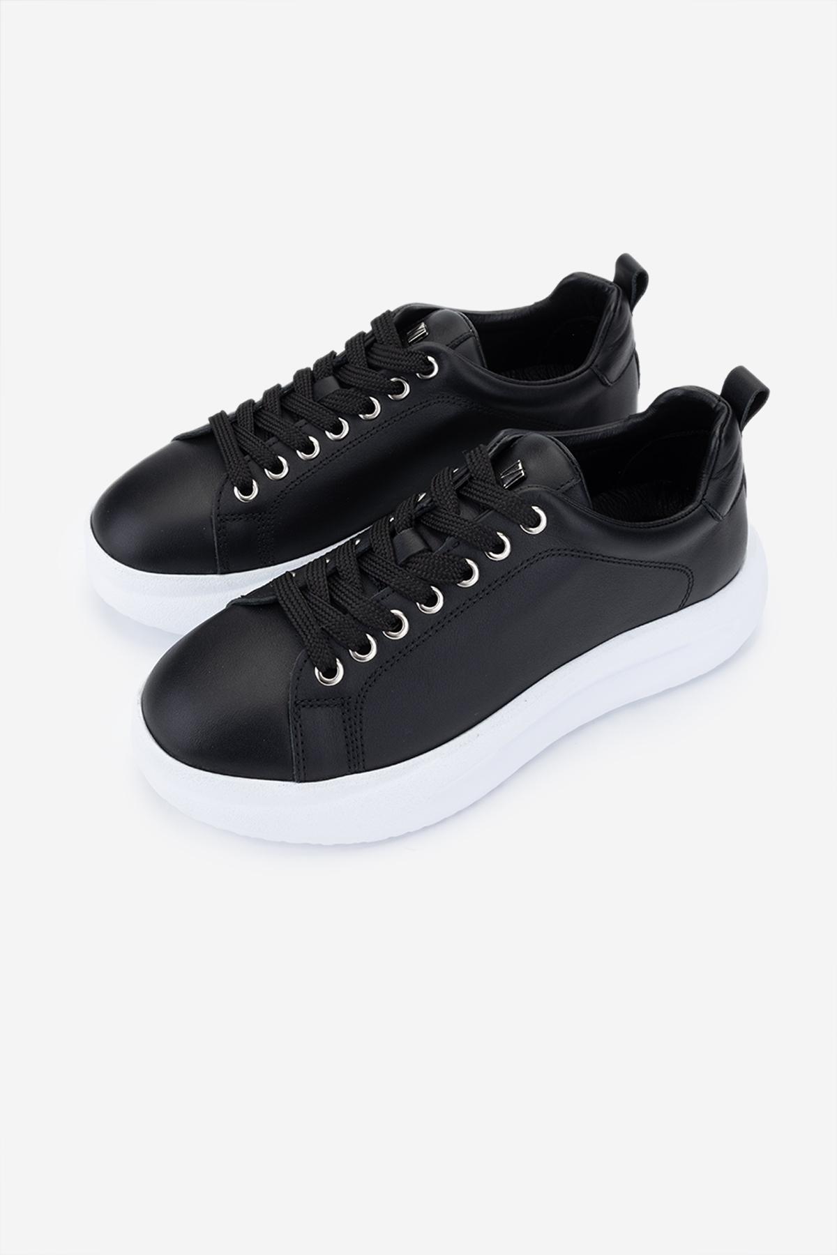 Valmenti Kadın Hakiki Deri Siyah Sneakers & Spor Ayakkabı