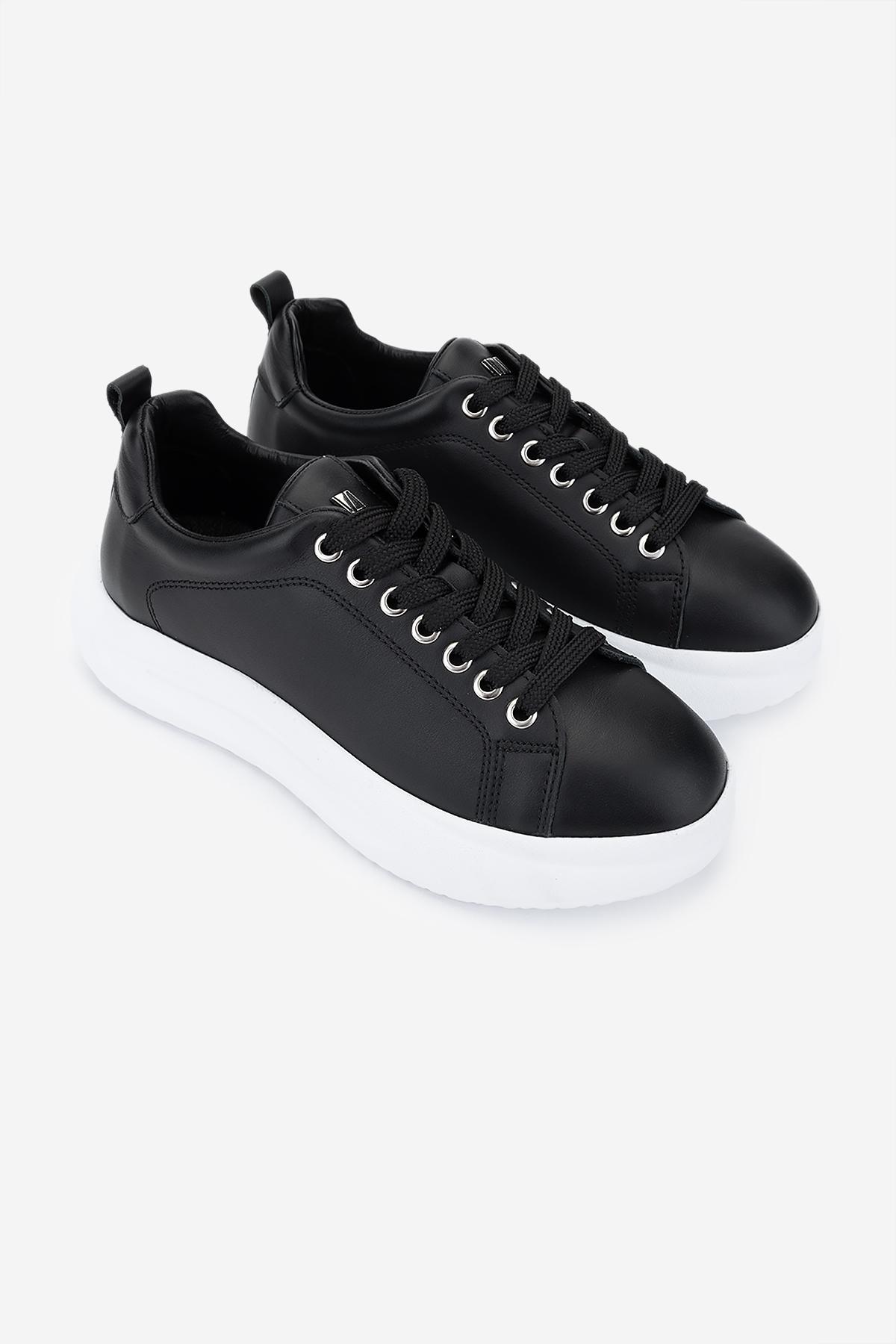 Valmenti Kadın Hakiki Deri Siyah Sneakers & Spor Ayakkabı