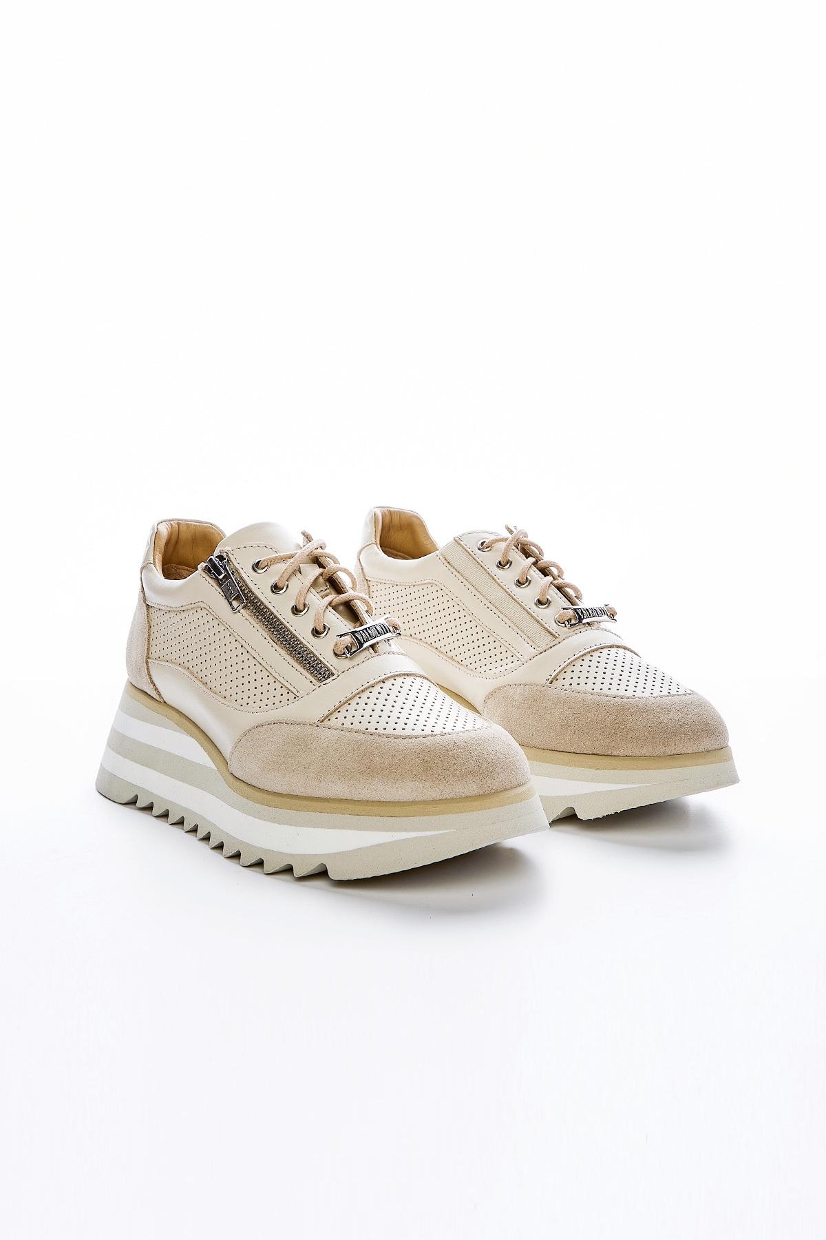 Valmenti Kadın Hakiki Deri Bej Sneakers & Spor Ayakkabı