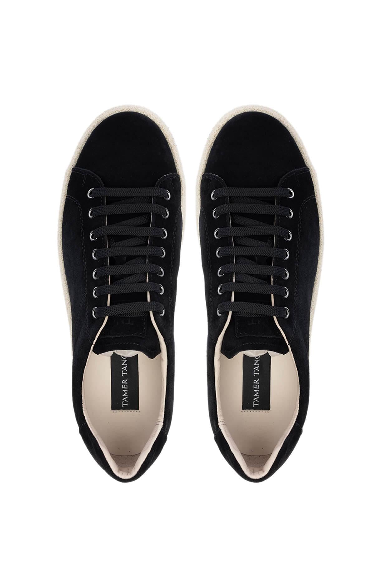 Tamer Tanca Erkek Hakiki Deri Siyah Süet Sneakers & Spor Ayakkabı
