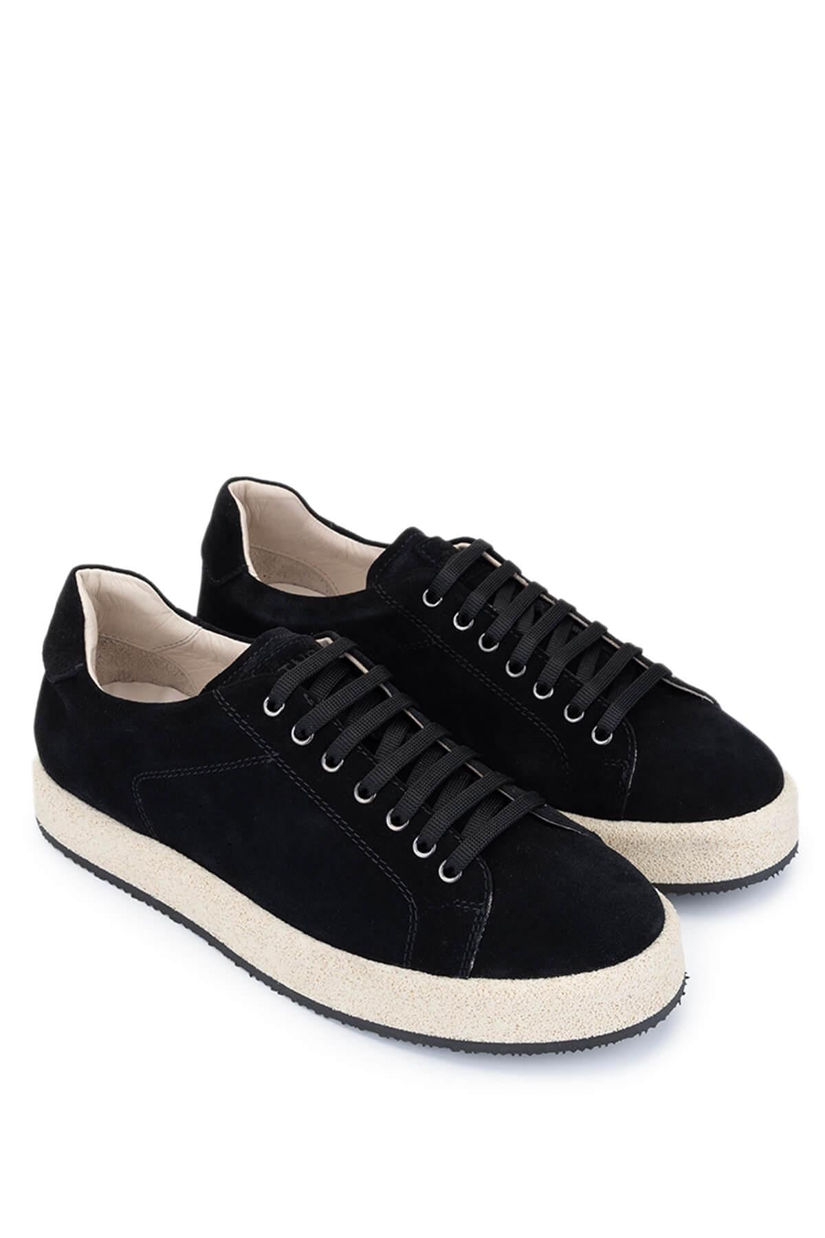 Tamer Tanca Erkek Hakiki Deri Siyah Süet Sneakers & Spor Ayakkabı