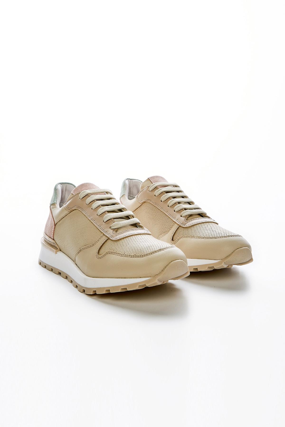 Valmenti Kadın Hakiki Deri Bej Sneakers & Spor Ayakkabı