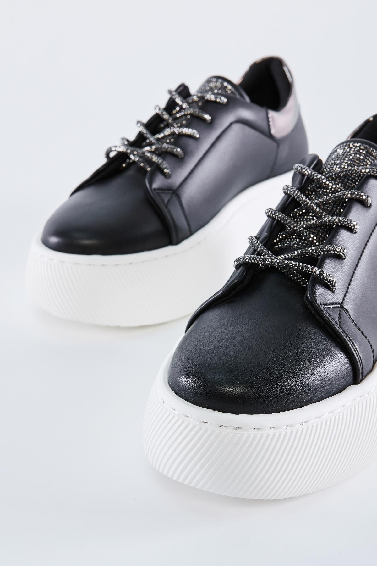 Valmenti Kadın Suni Deri Siyah Sneakers & Spor Ayakkabı