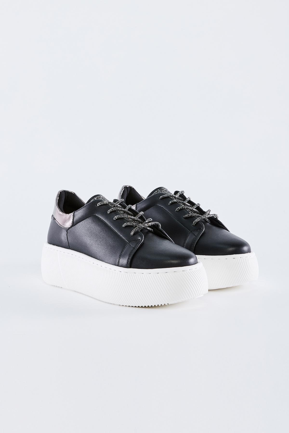 Valmenti Kadın Suni Deri Siyah Sneakers & Spor Ayakkabı