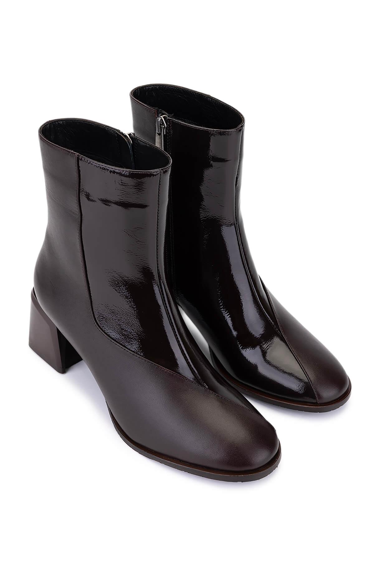 Tamer Tanca Kadın Hakiki Deri Kahverengi Topuklu Bot