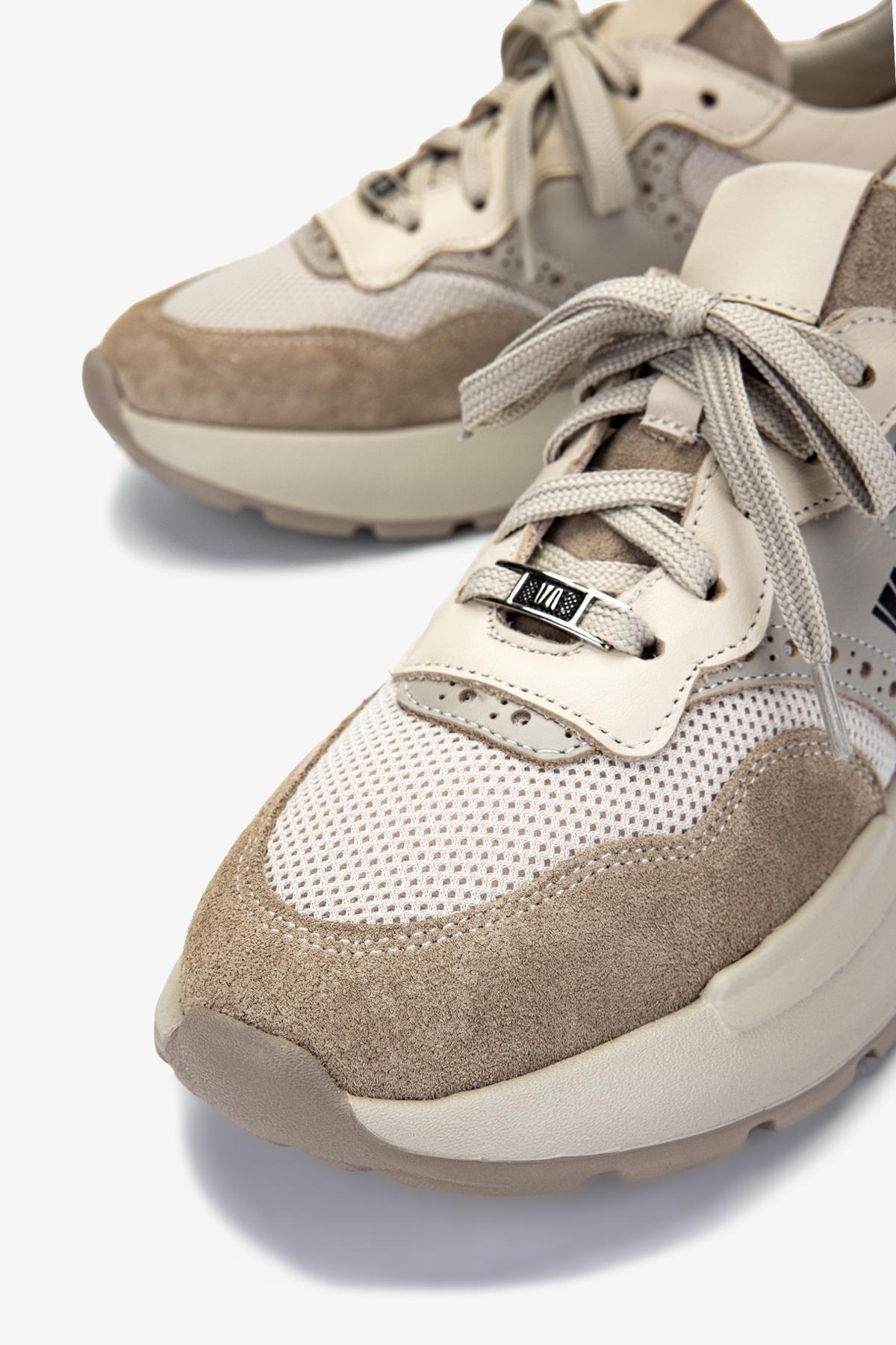 Valmenti Kadın Hakiki Deri Bej Süet Sneakers & Spor Ayakkabı