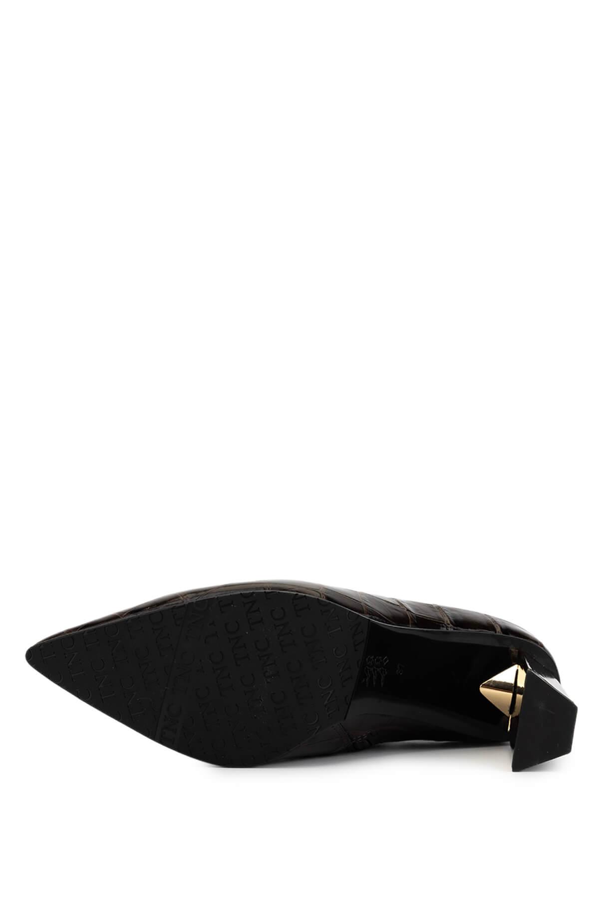 Tamer Tanca Kadın Hakiki Deri Kahverengi Kroko Topuklu Bot