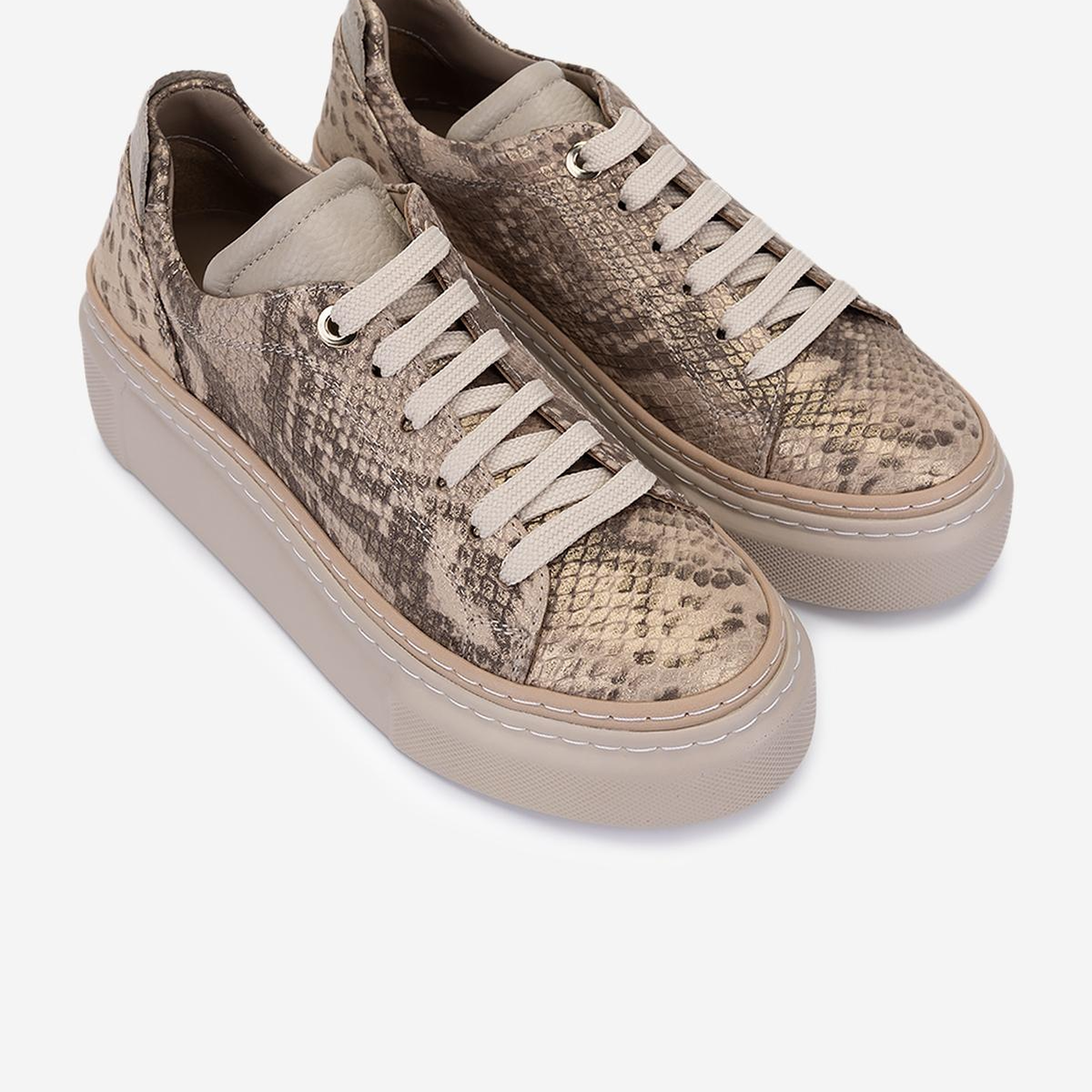 Valmenti Kadın Hakiki Deri Bej Sneakers & Spor Ayakkabı