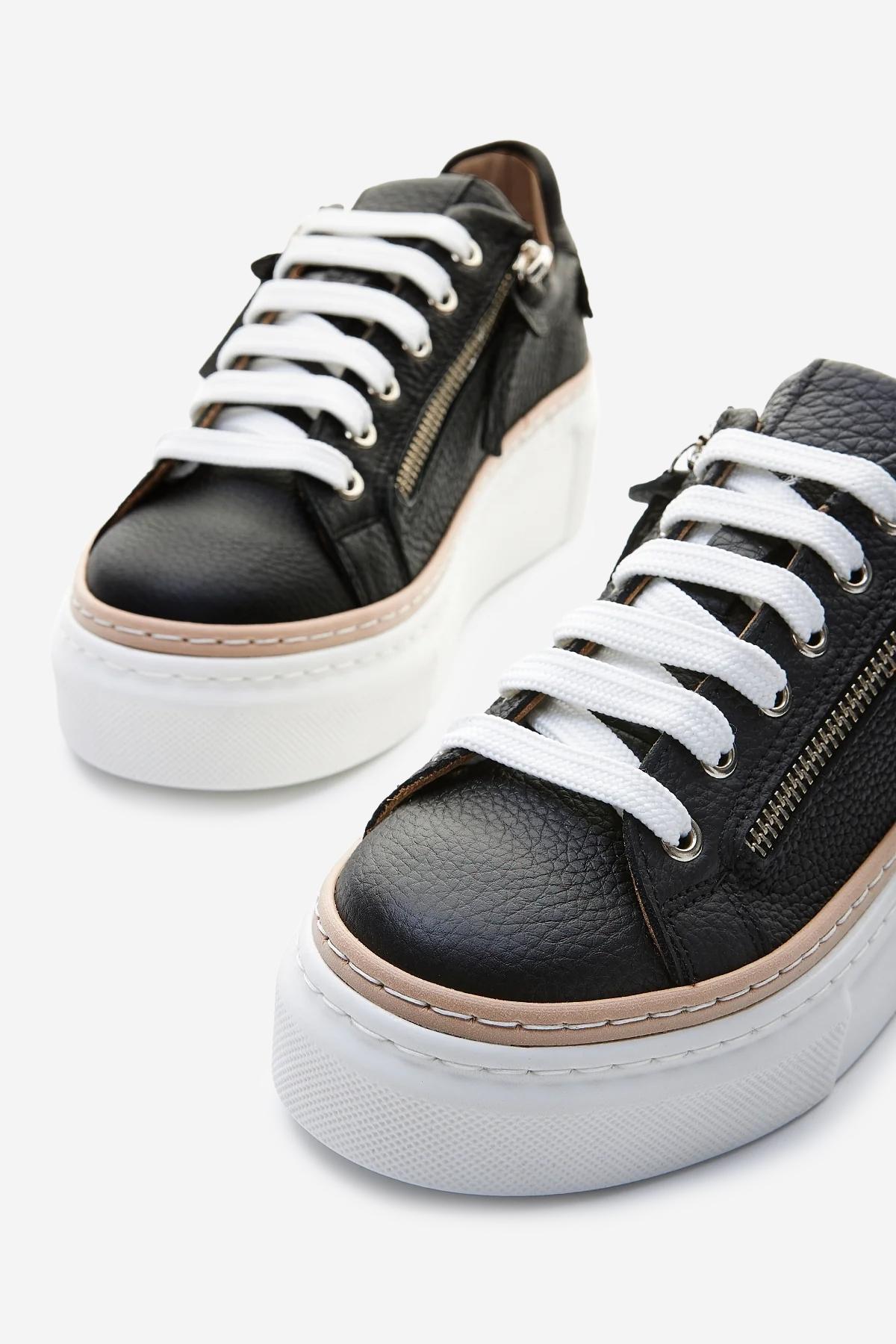 Valmenti Kadın Hakiki Deri Siyah Floter Sneakers & Spor Ayakkabı