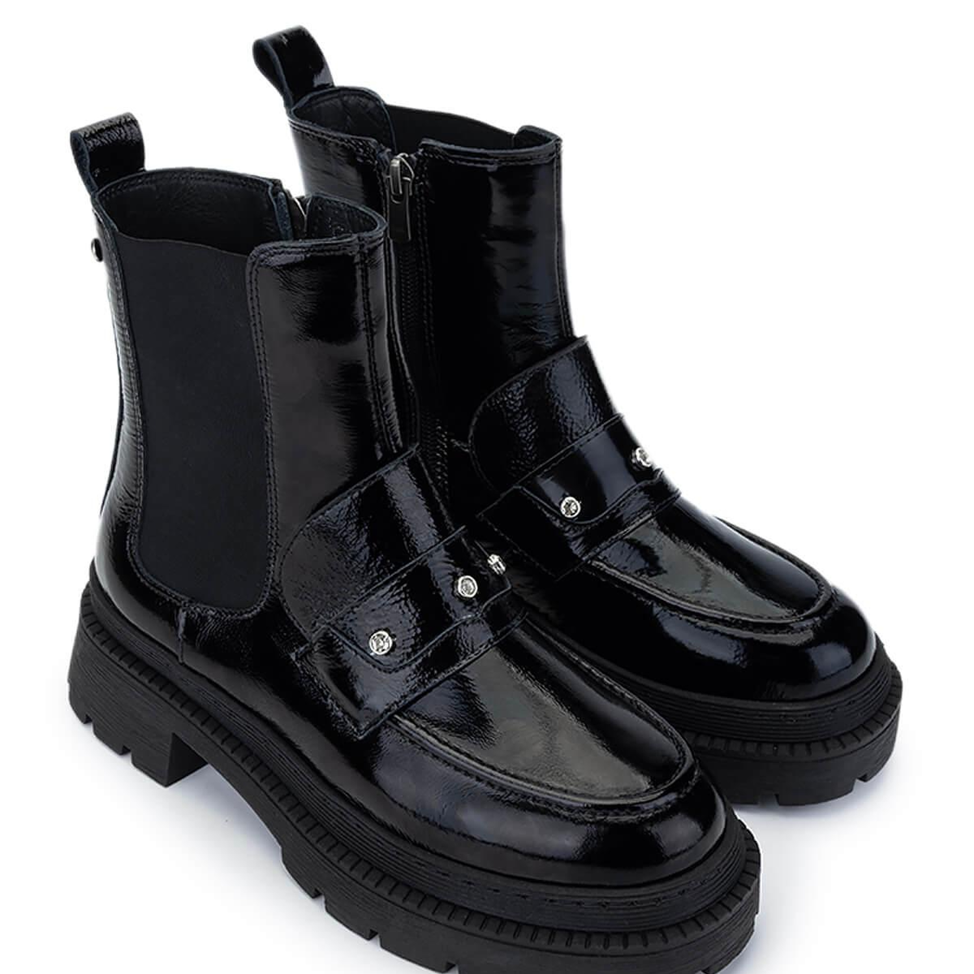 Tamer Tanca Kadın Hakiki Deri Siyah Rugan Casual Bot