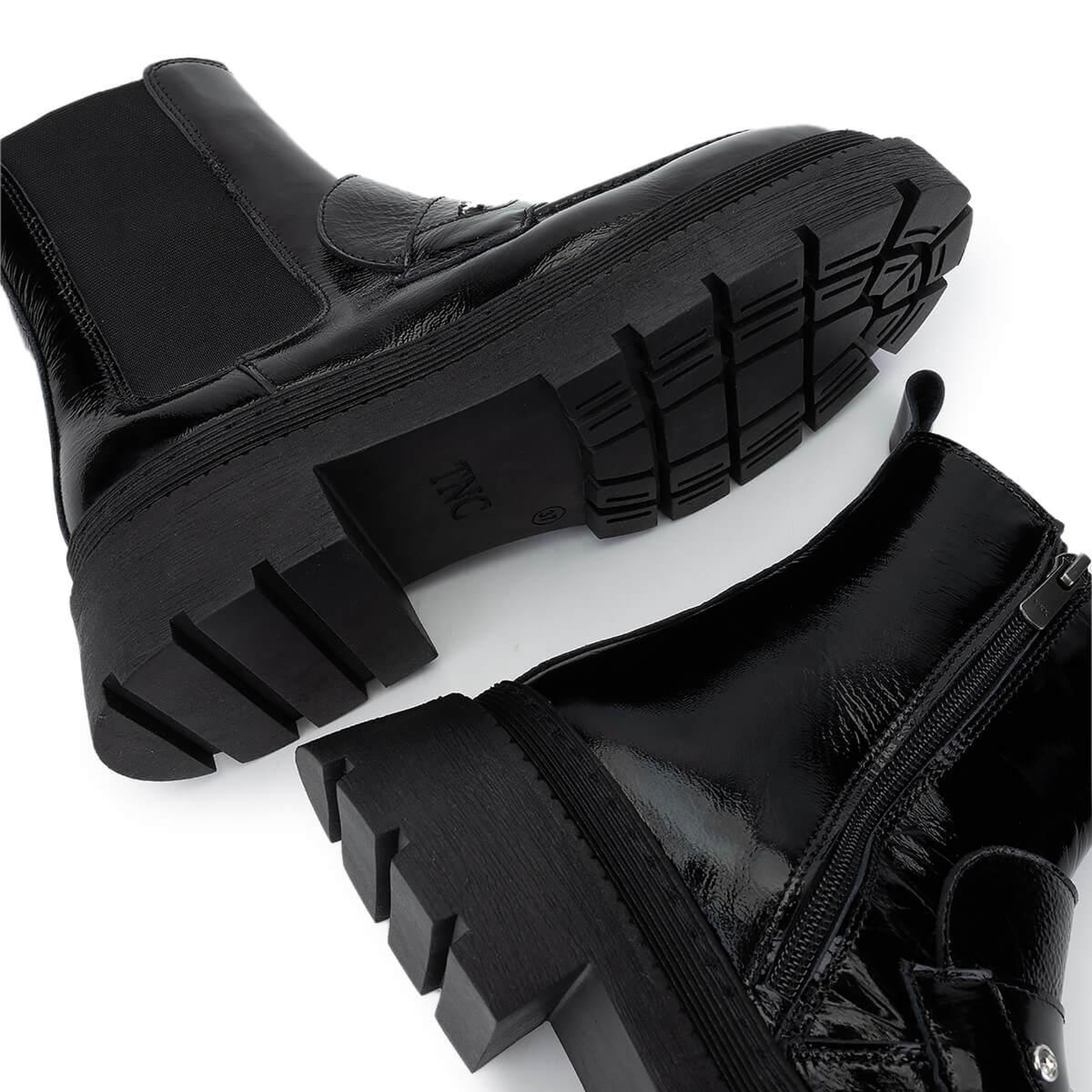 Tamer Tanca Kadın Hakiki Deri Siyah Rugan Casual Bot