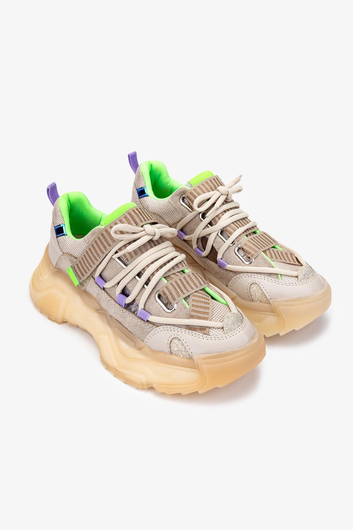 Valmenti Kadın Deri & Tekstil Bej Sneakers & Spor Ayakkabı