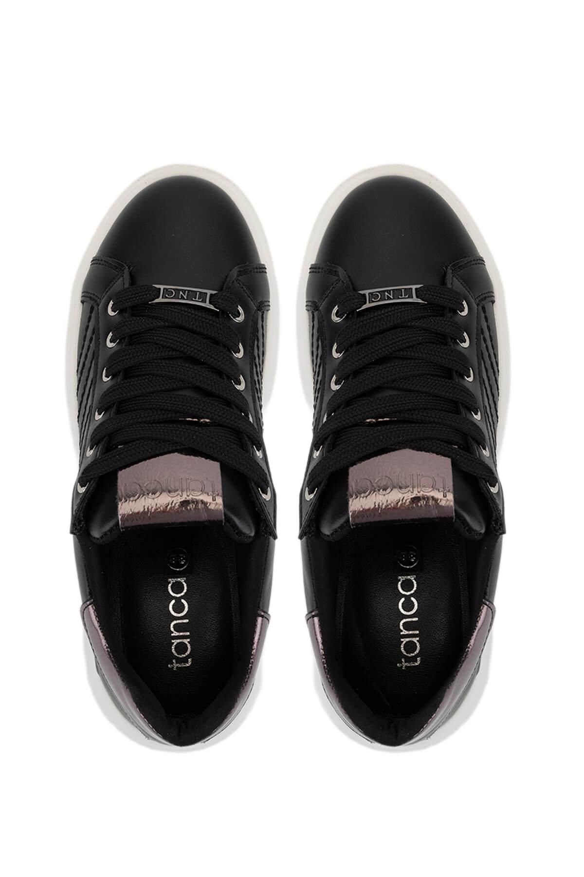 Tamer Tanca Kadın Suni Deri Siyah Sneakers & Spor Ayakkabı