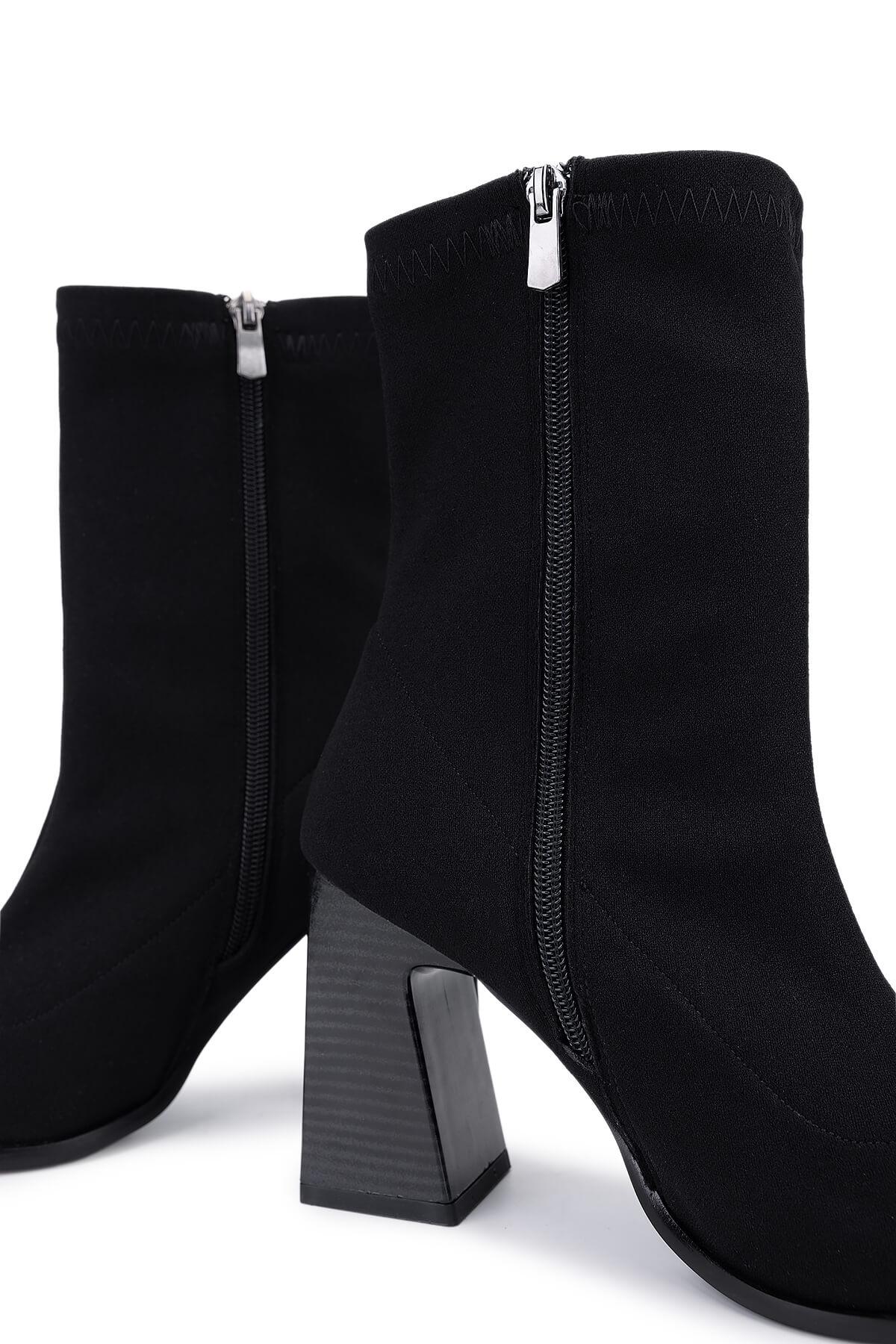 Tamer Tanca Kadın Hakiki Deri Siyah Topuklu Bot