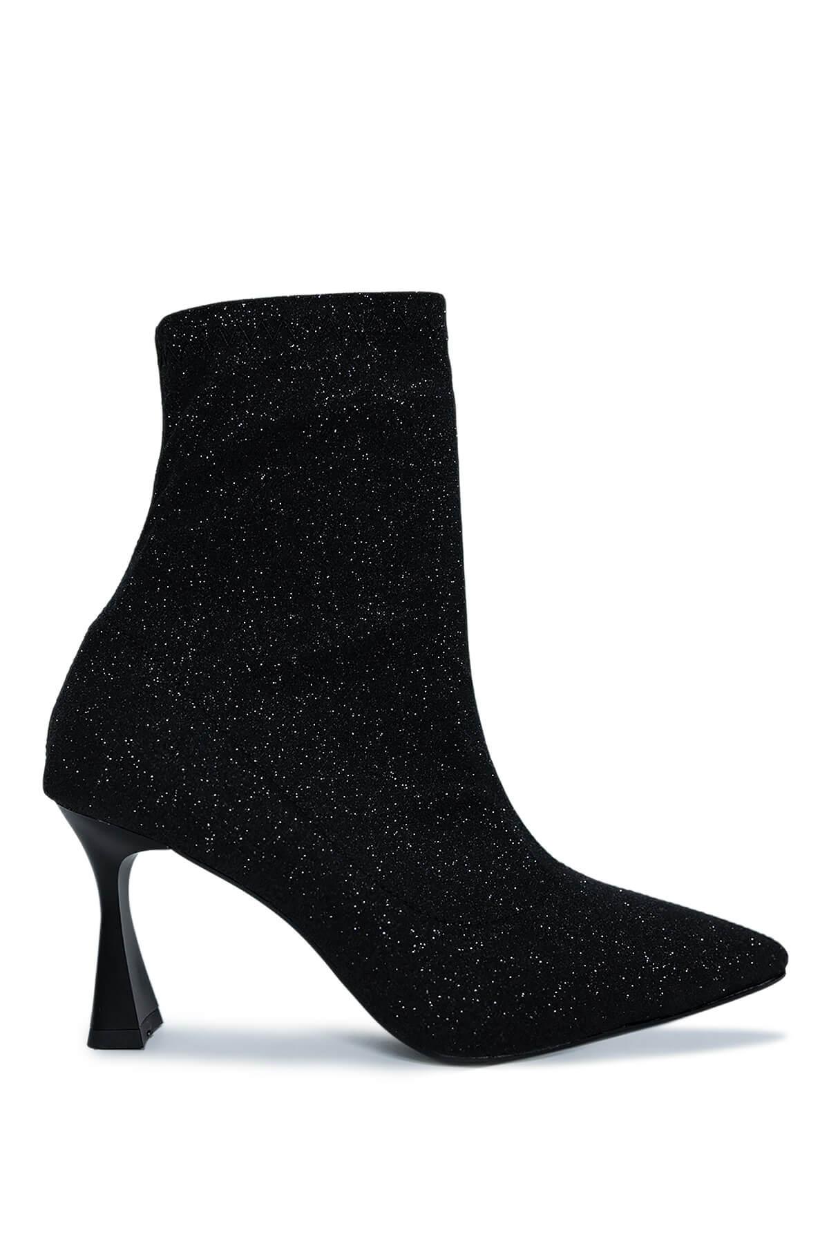 Tamer Tanca Kadın Tekstil Siyah Topuklu Bot
