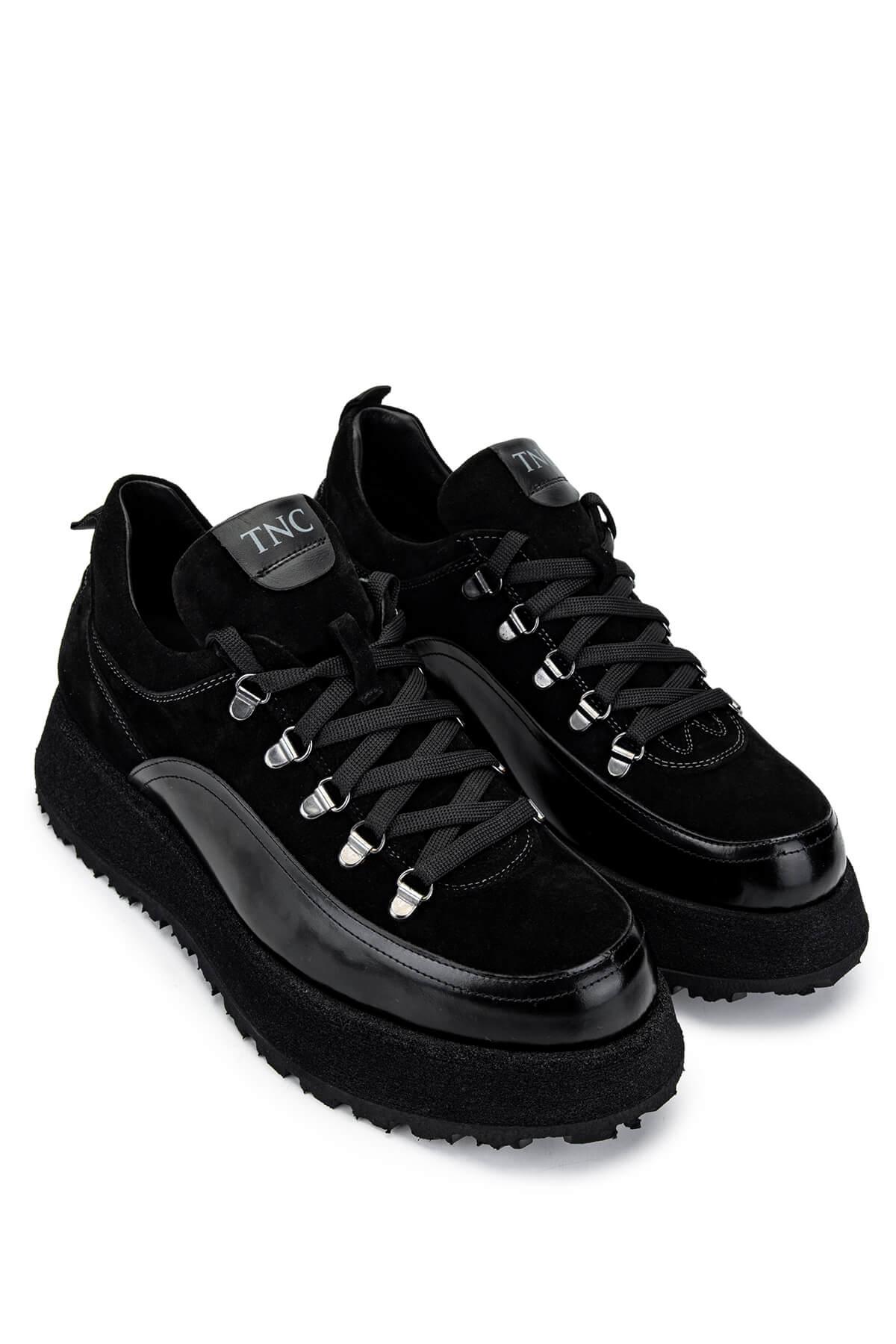 Tamer Tanca Erkek Hakiki Deri Siyah Süet Sneakers & Spor Ayakkabı