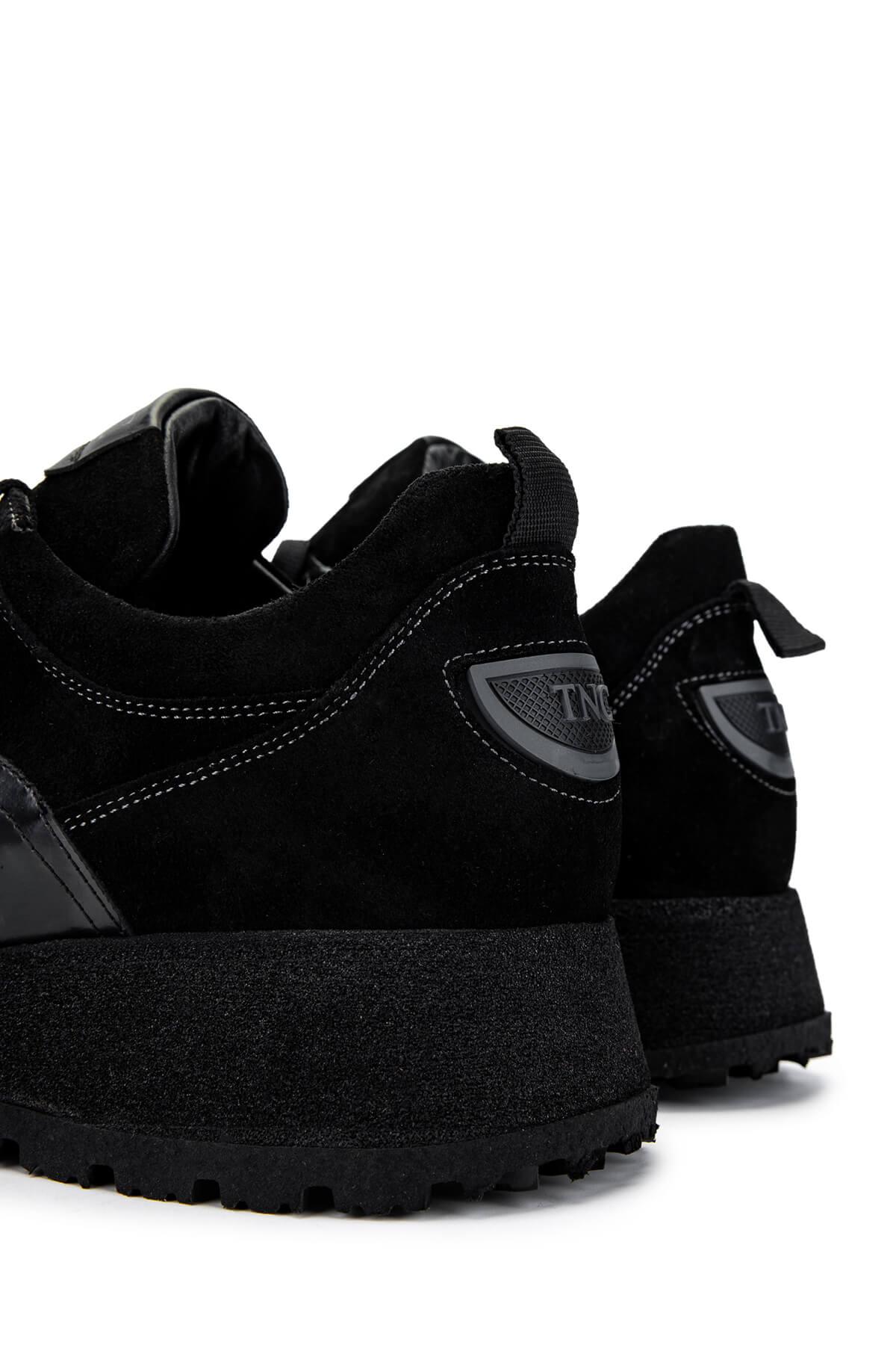 Tamer Tanca Erkek Hakiki Deri Siyah Süet Sneakers & Spor Ayakkabı