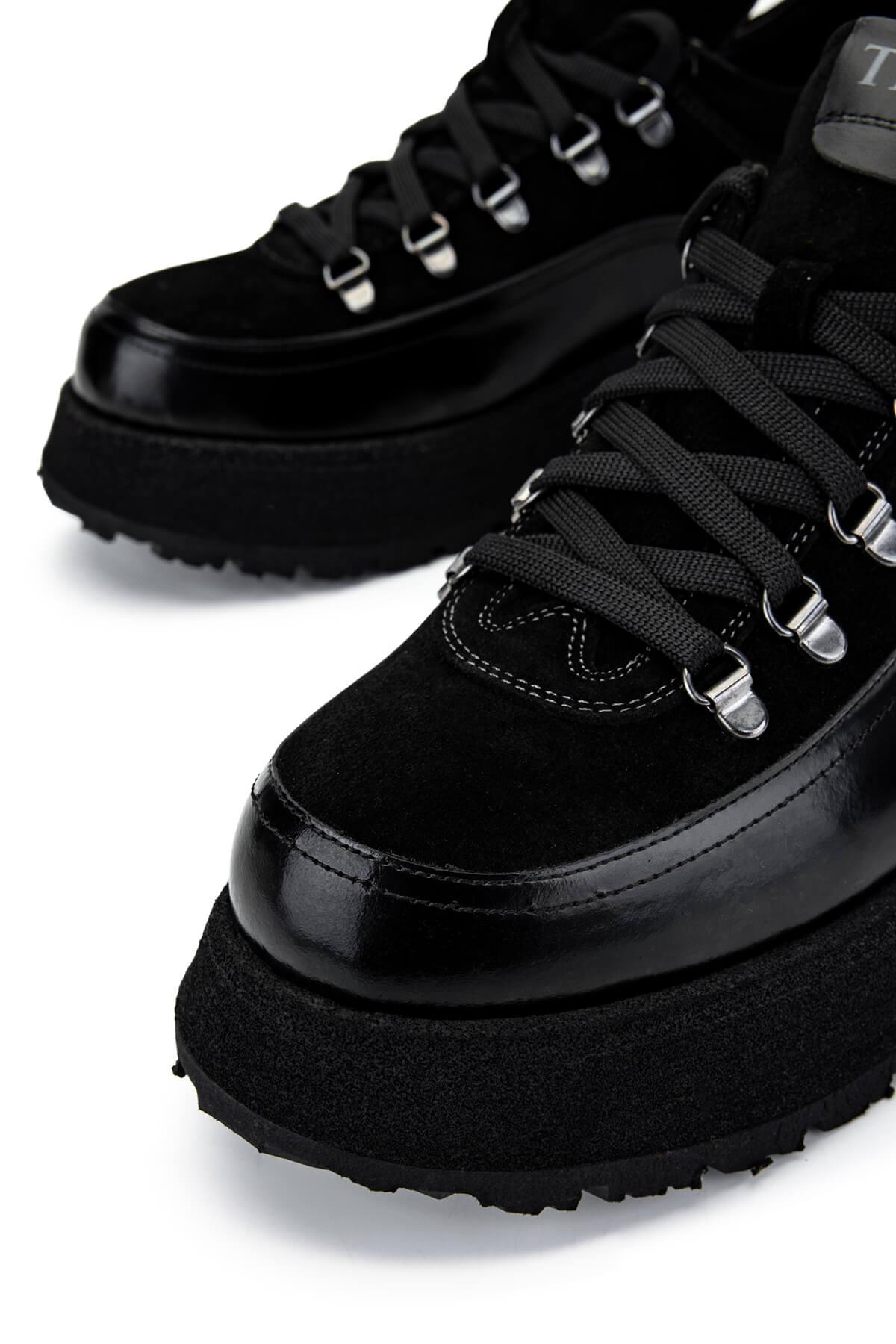 Tamer Tanca Erkek Hakiki Deri Siyah Süet Sneakers & Spor Ayakkabı