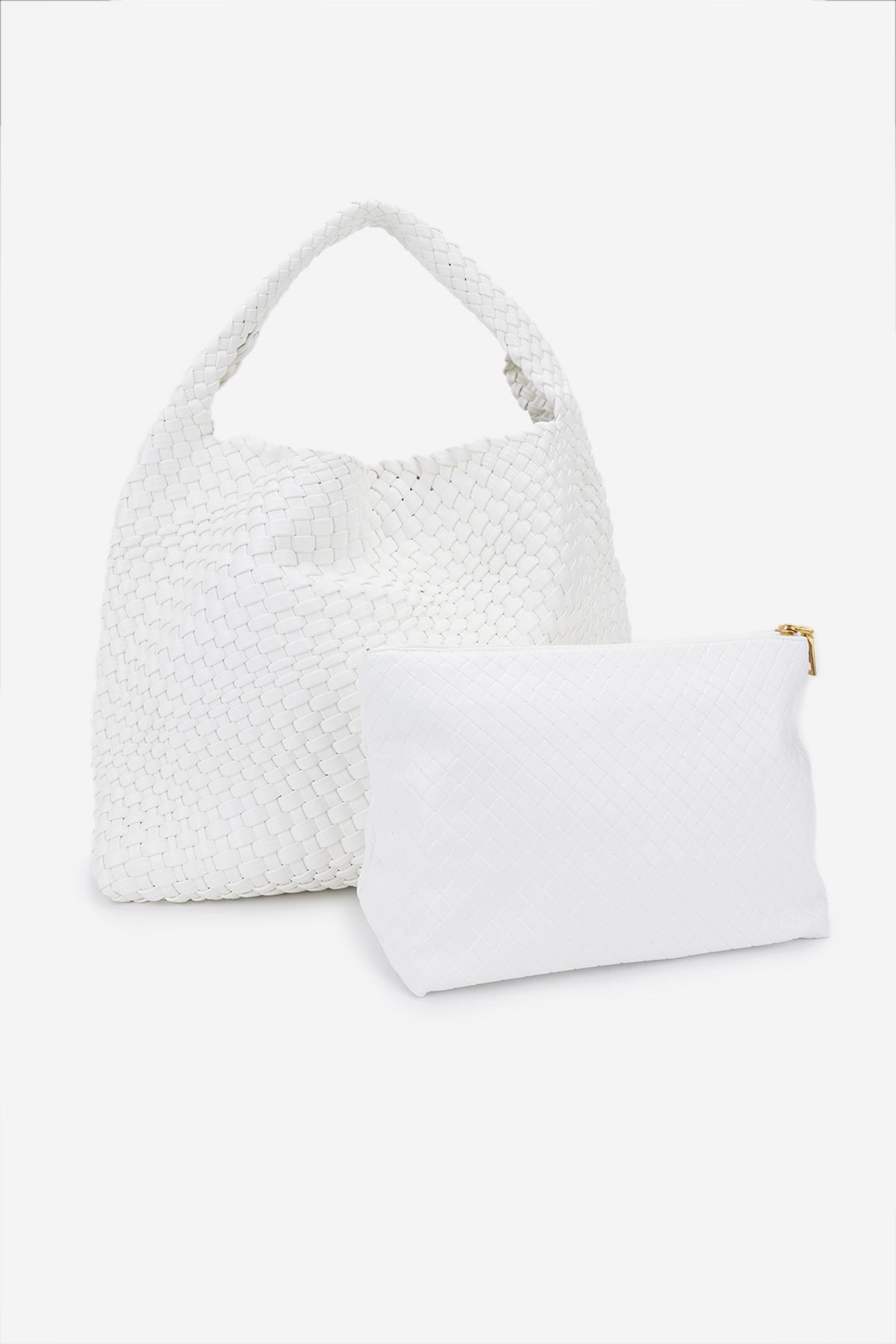 Valmenti Kadın Suni Deri Beyaz Omuz Çanta