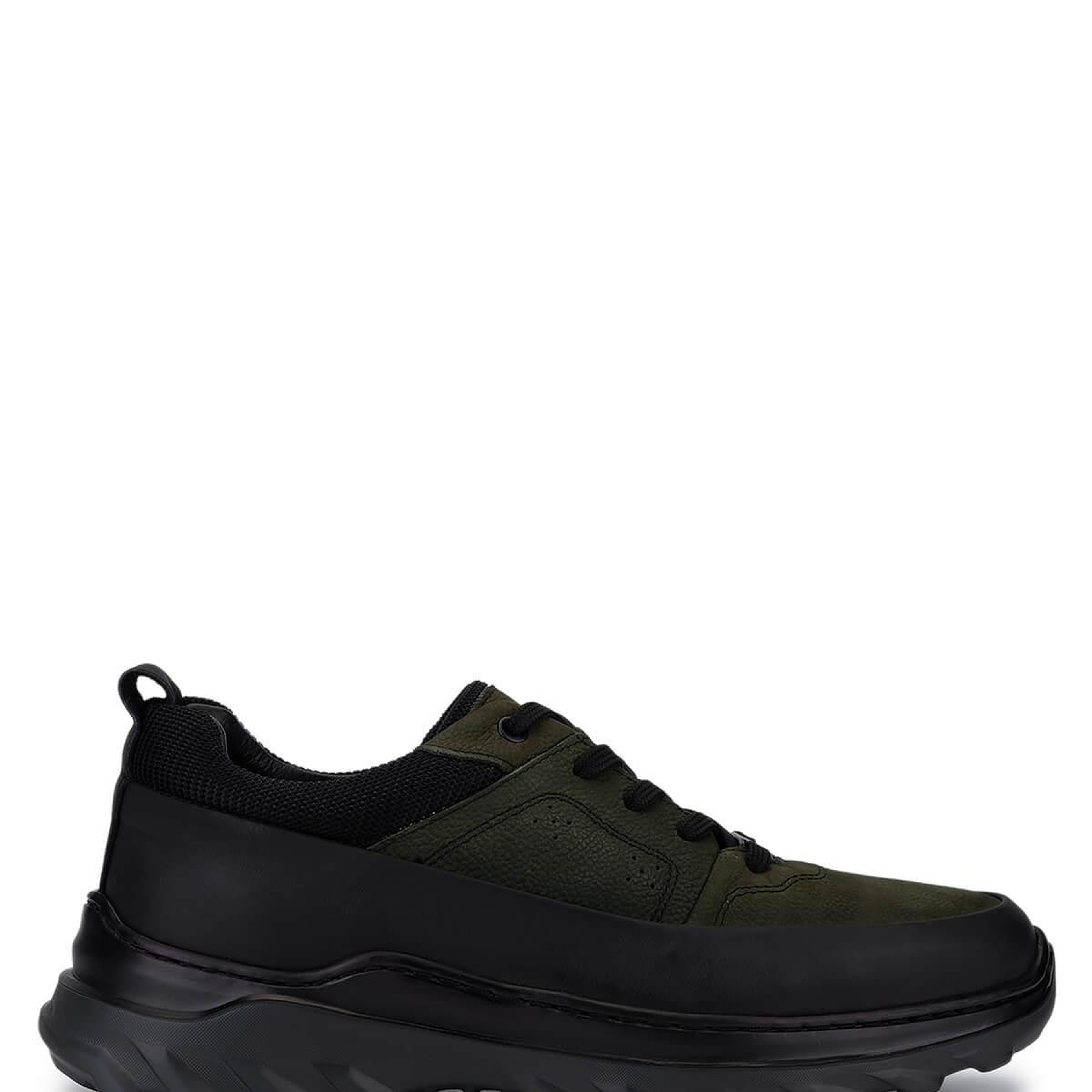 Tamer Tanca Erkek Hakiki Deri Siyah Mat/Haki Sneakers & Spor Ayakkabı
