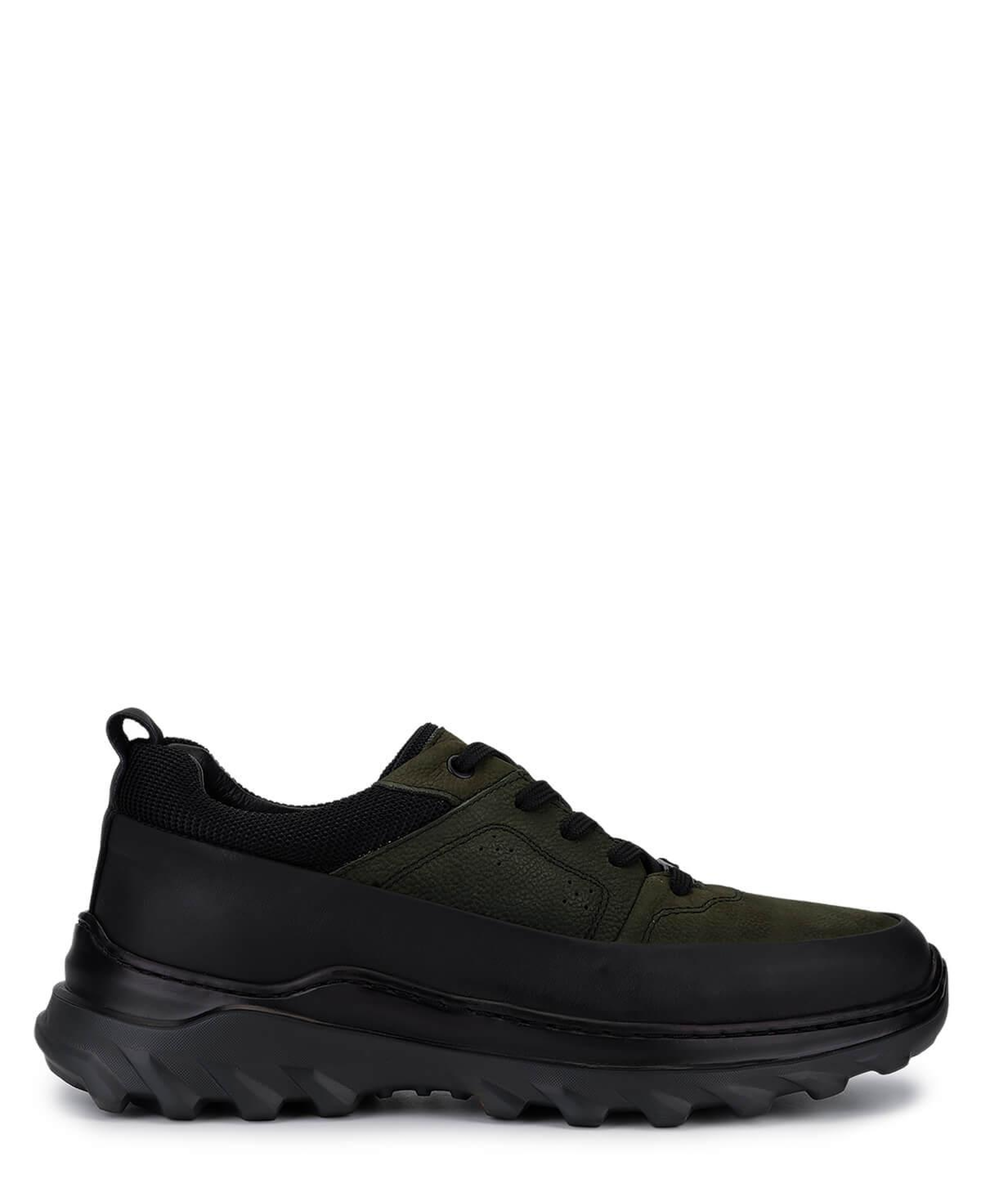 Tamer Tanca Erkek Hakiki Deri Siyah Mat/Haki Sneakers & Spor Ayakkabı