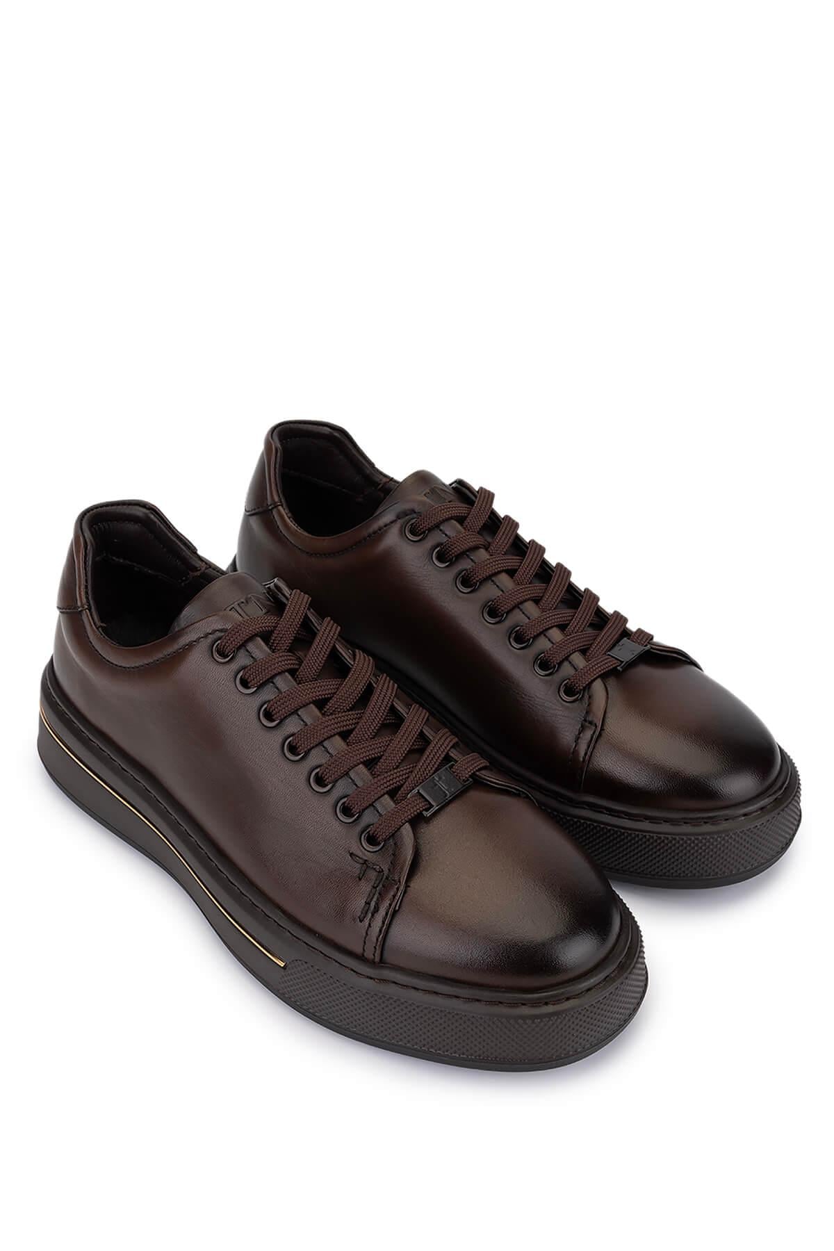 Tamer Tanca Erkek Hakiki Deri Kahverengi Sneakers & Spor Ayakkabı