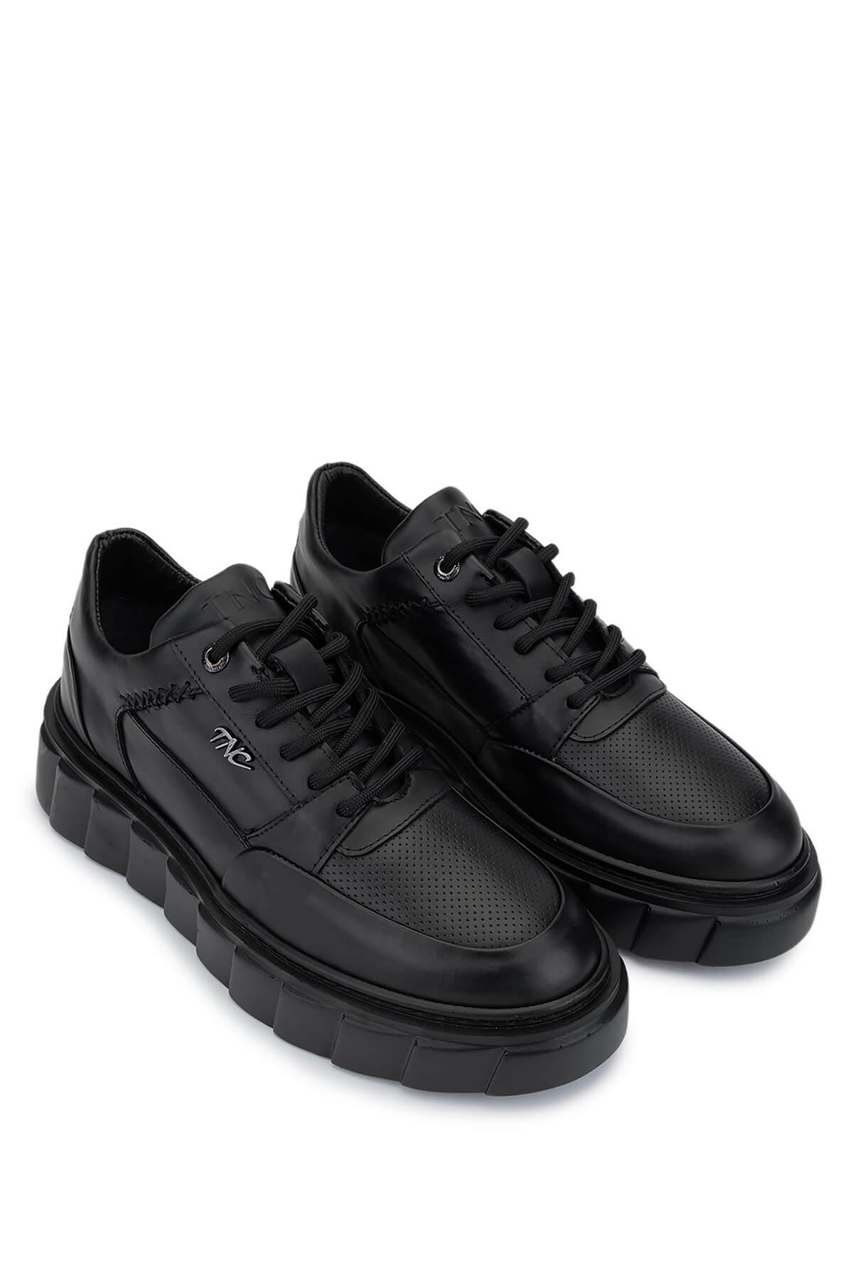 Tamer Tanca Erkek Hakiki Deri Siyah Deri Sneakers & Spor Ayakkabı