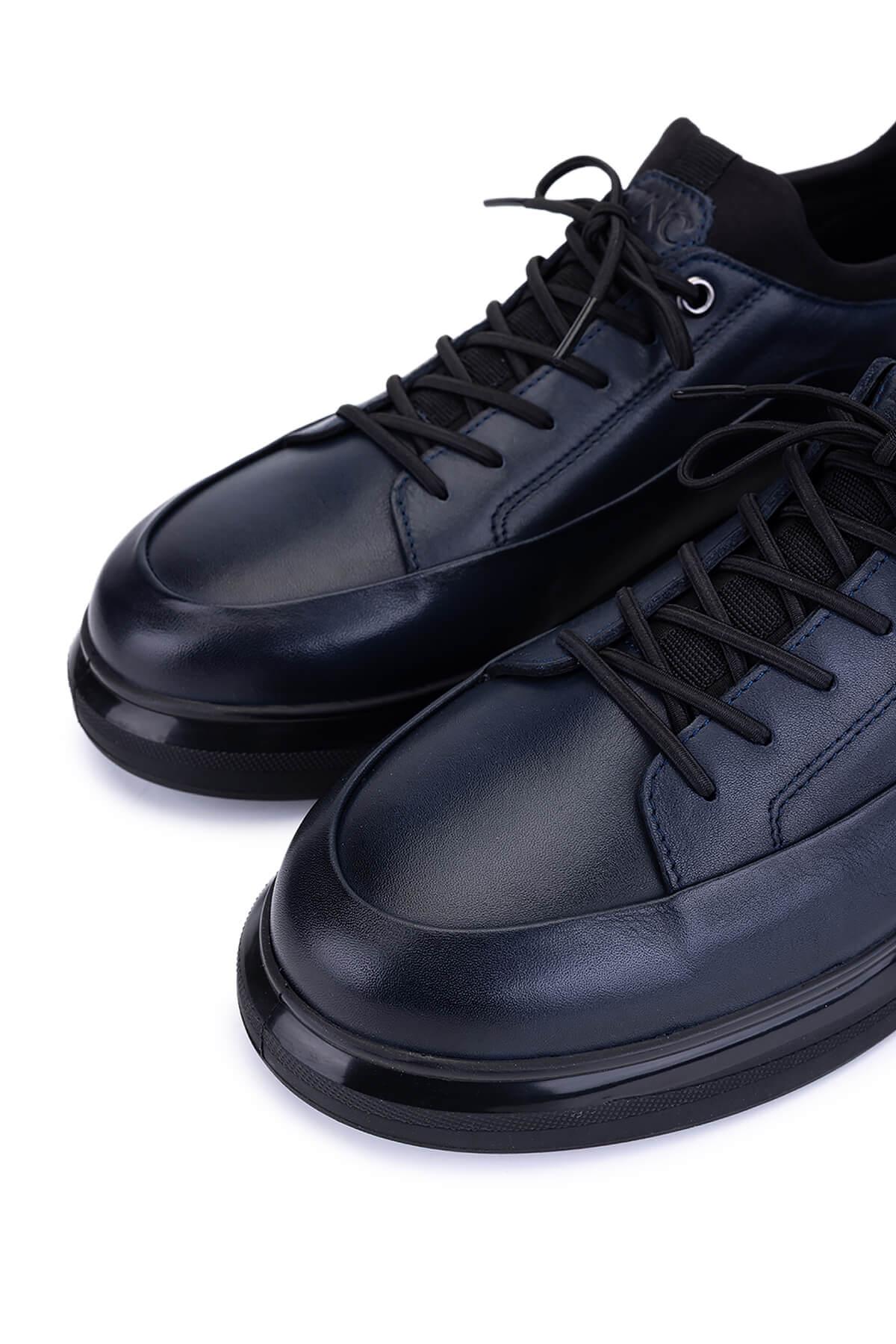 Tamer Tanca Erkek Hakiki Deri Lacivert Sneakers & Spor Ayakkabı