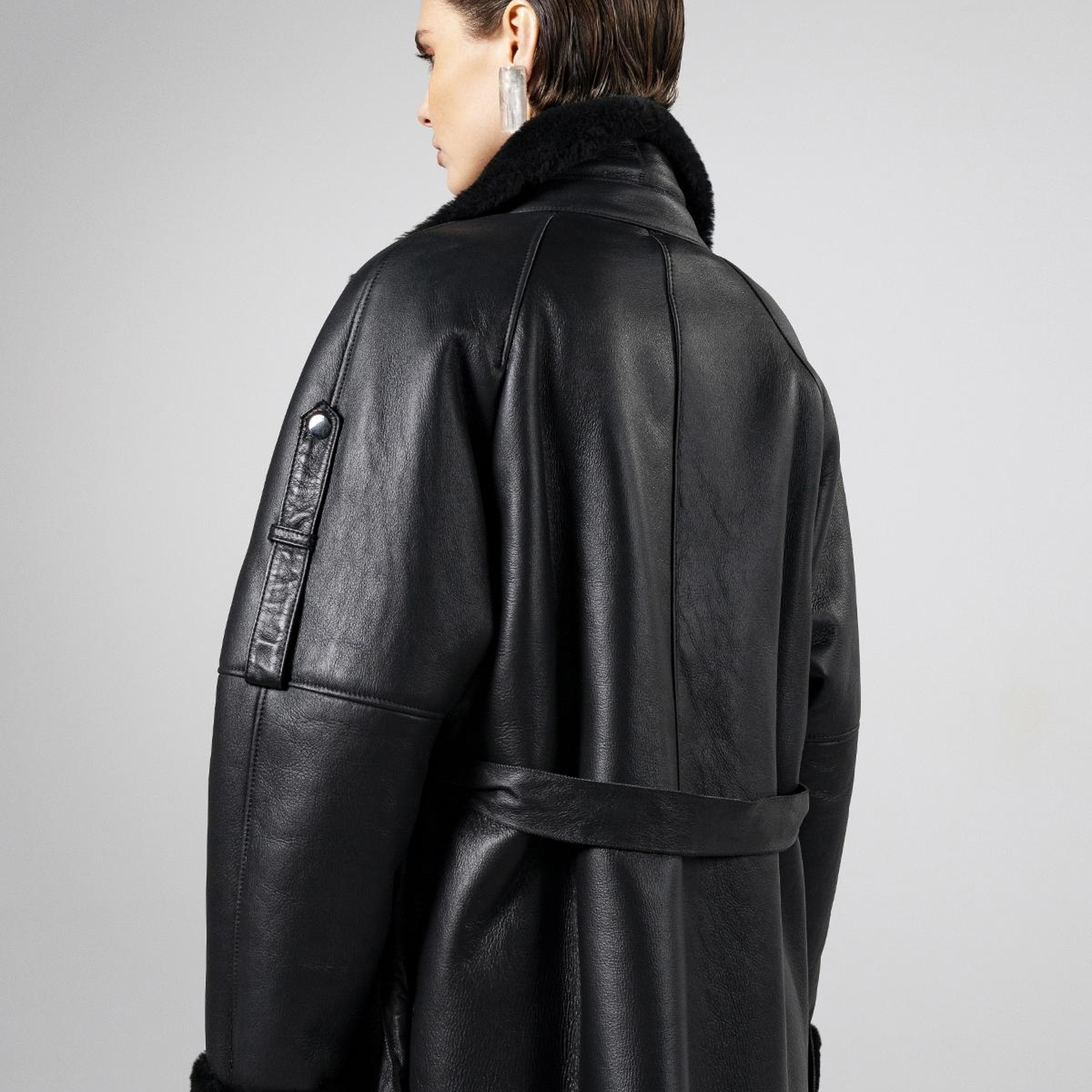 Valmenti Kadın Hakiki Deri Siyah Mont