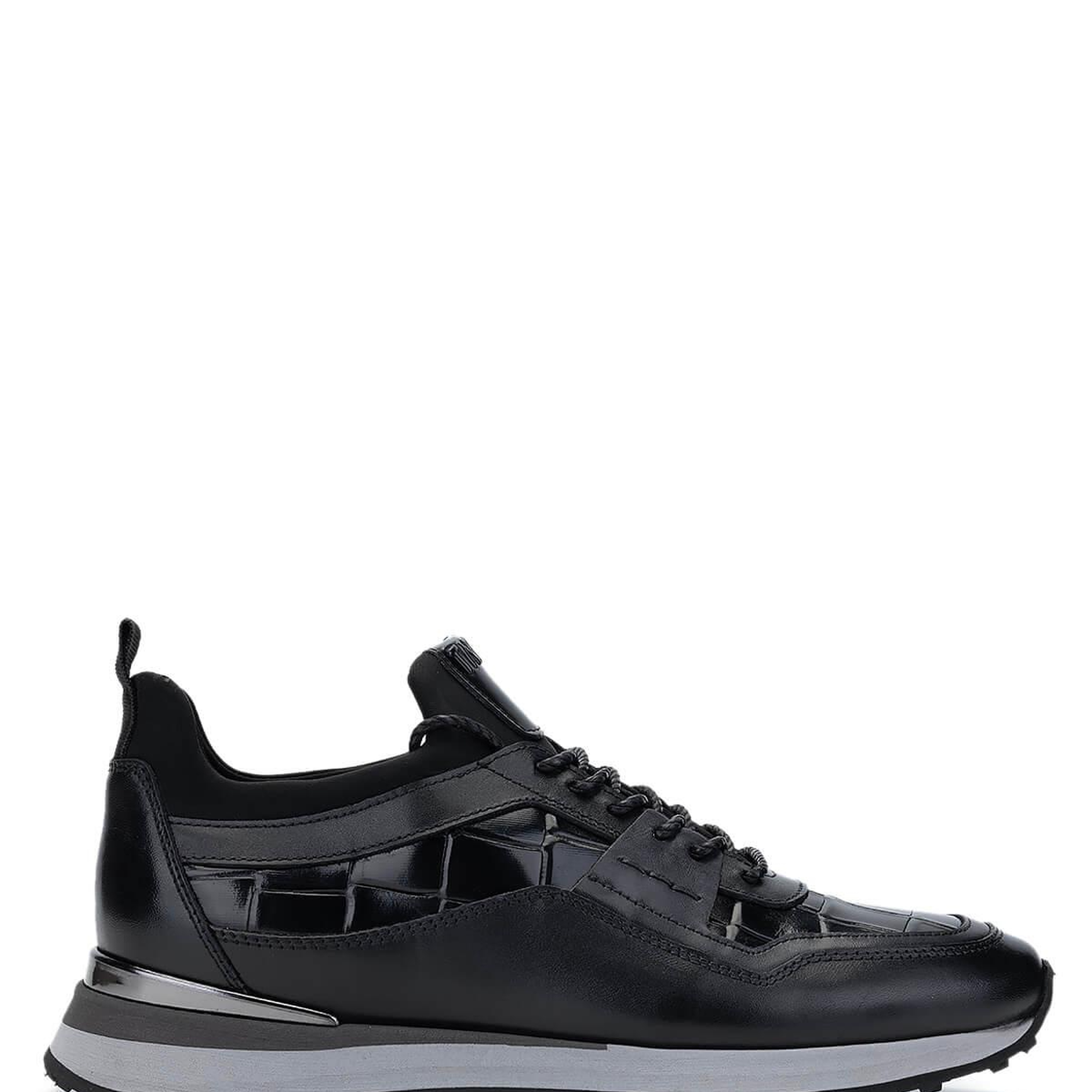 Tamer Tanca Erkek Hakiki Deri Siyah Kroko Sneakers & Spor Ayakkabı