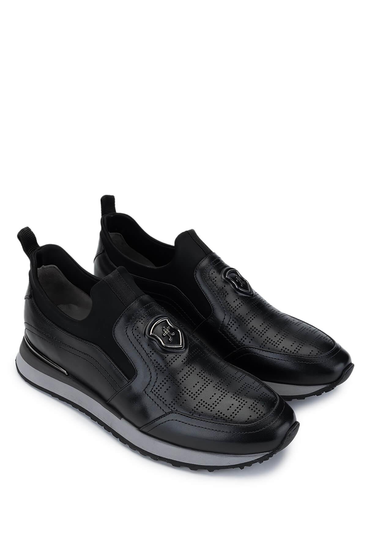 Tamer Tanca Erkek Hakiki Deri Siyah Sneakers & Spor Ayakkabı