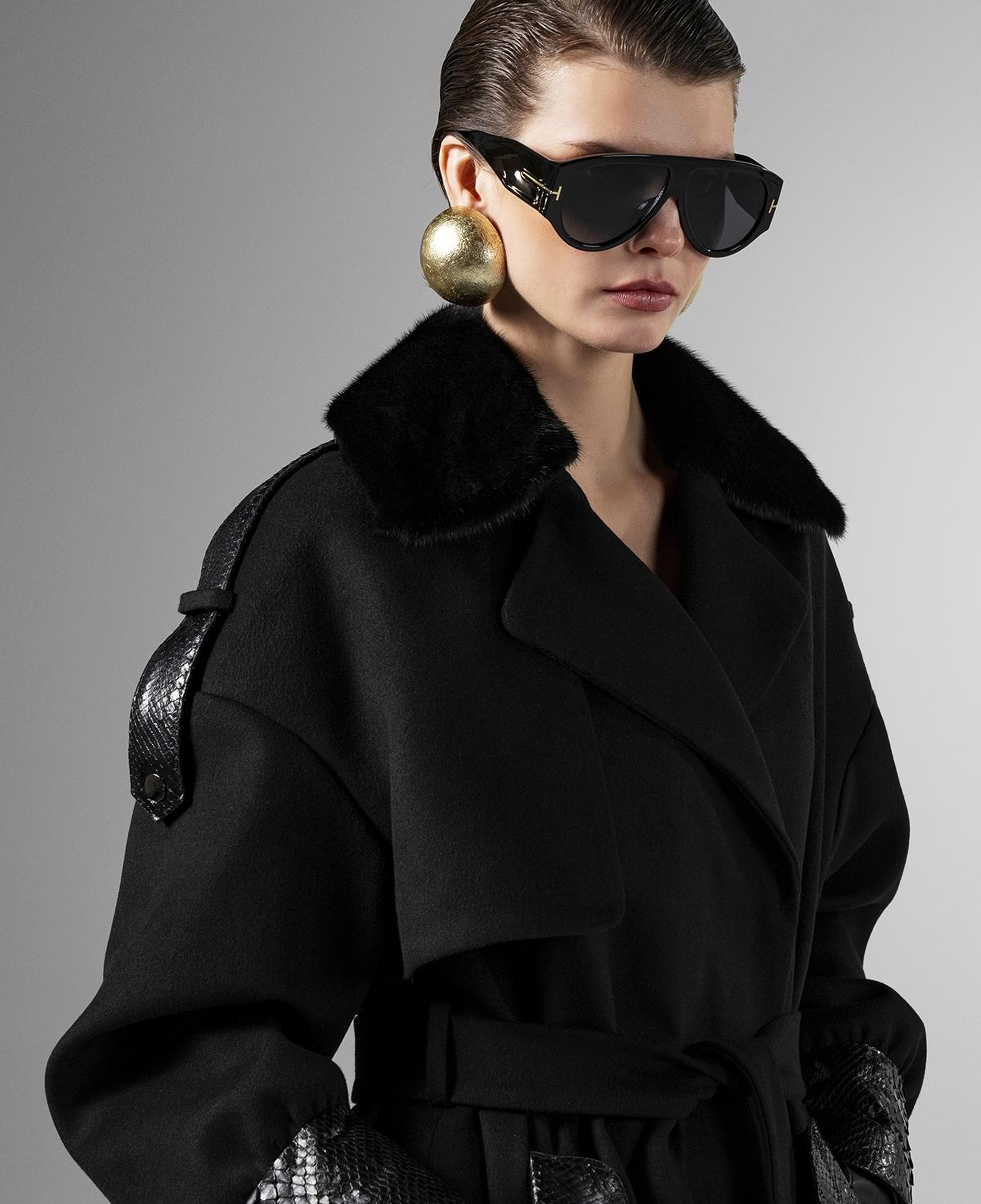 Valmenti Kadın Kumaş/Piton/Kürk Siyah Mont