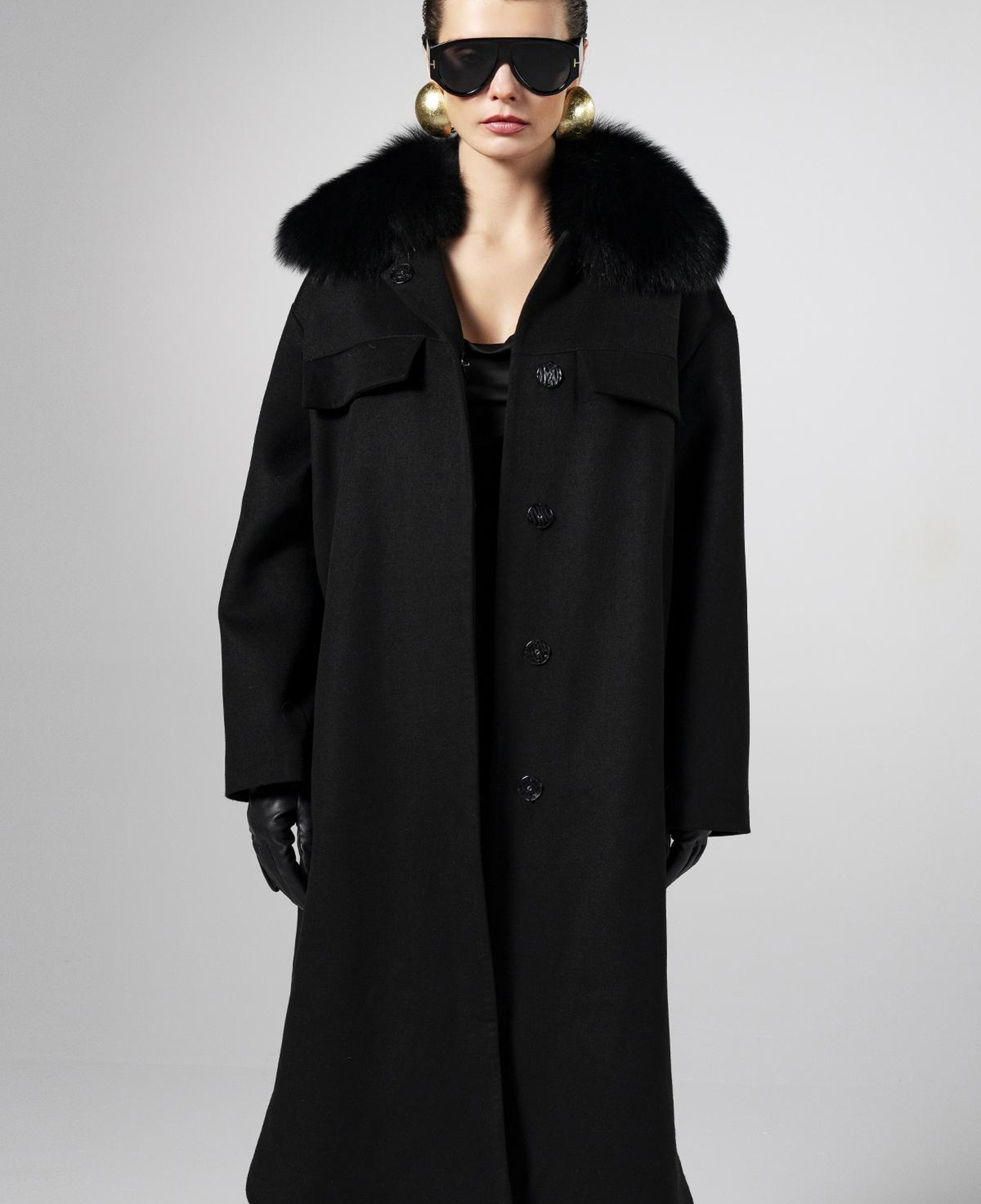 Valmenti Kadın Kürk/Deri/Kumaş Siyah Mont