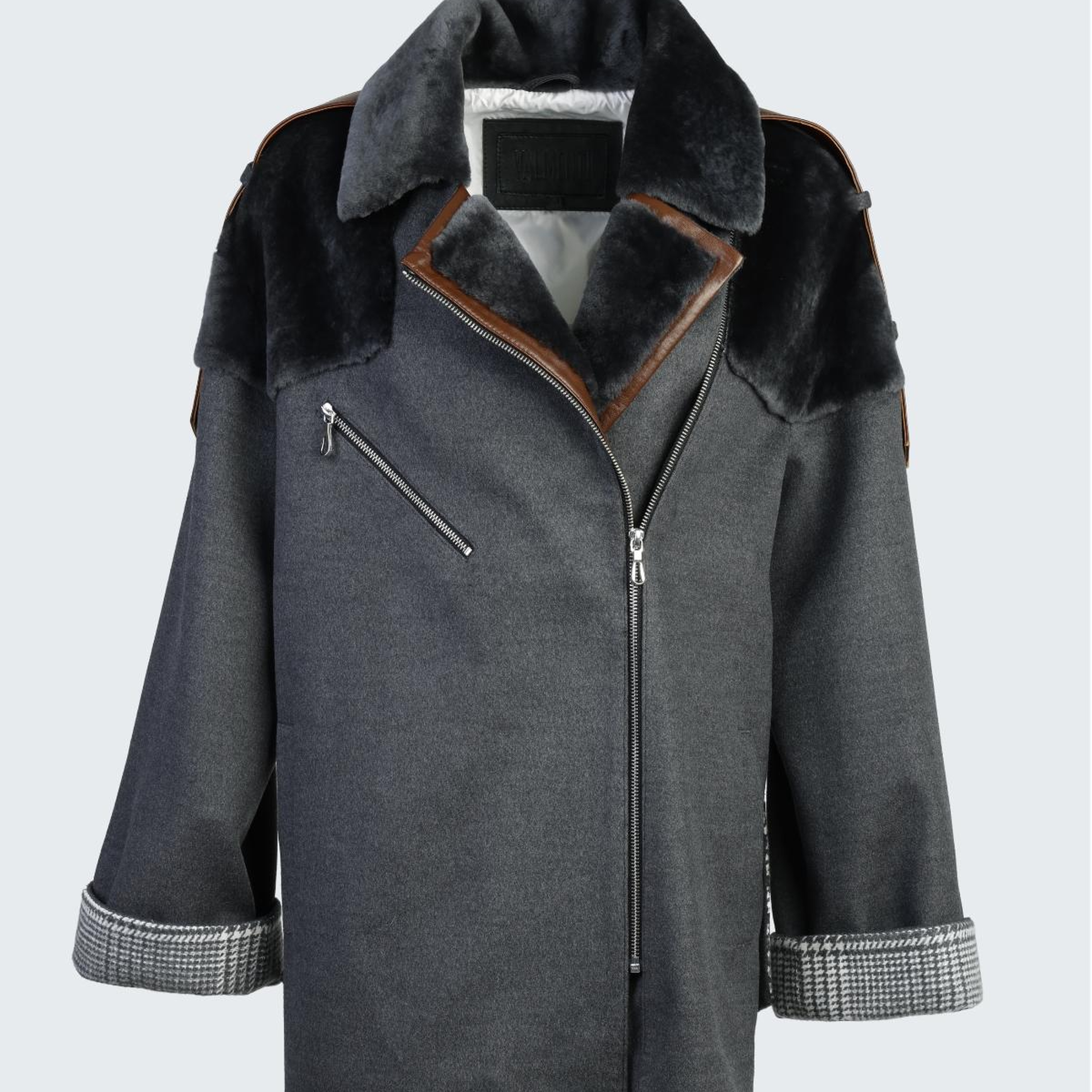 Valmenti Kadın Kürk/Deri/Kumaş Gri Mont