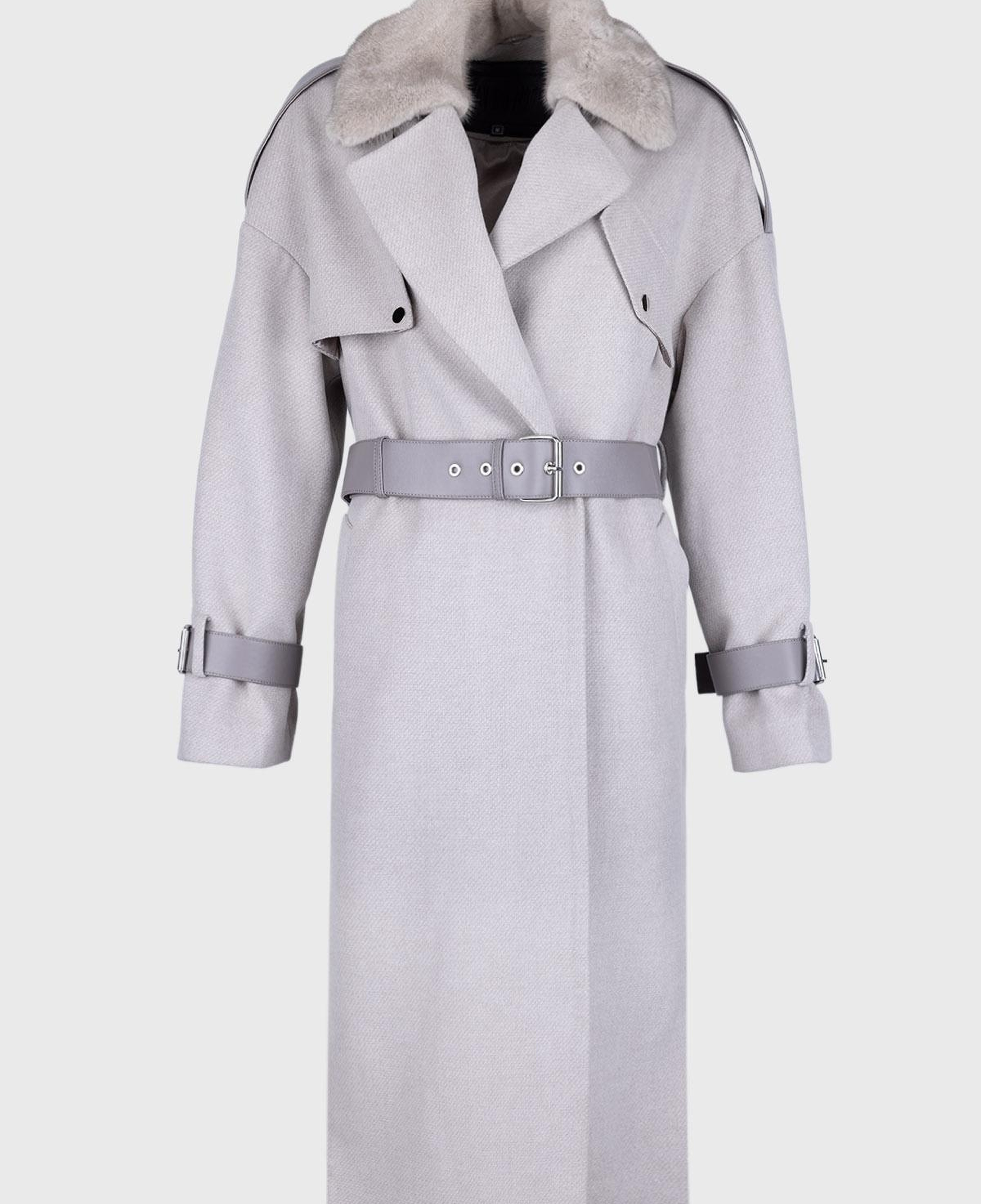 Valmenti Kadın Kürk/Deri/Kumaş Gri Mont