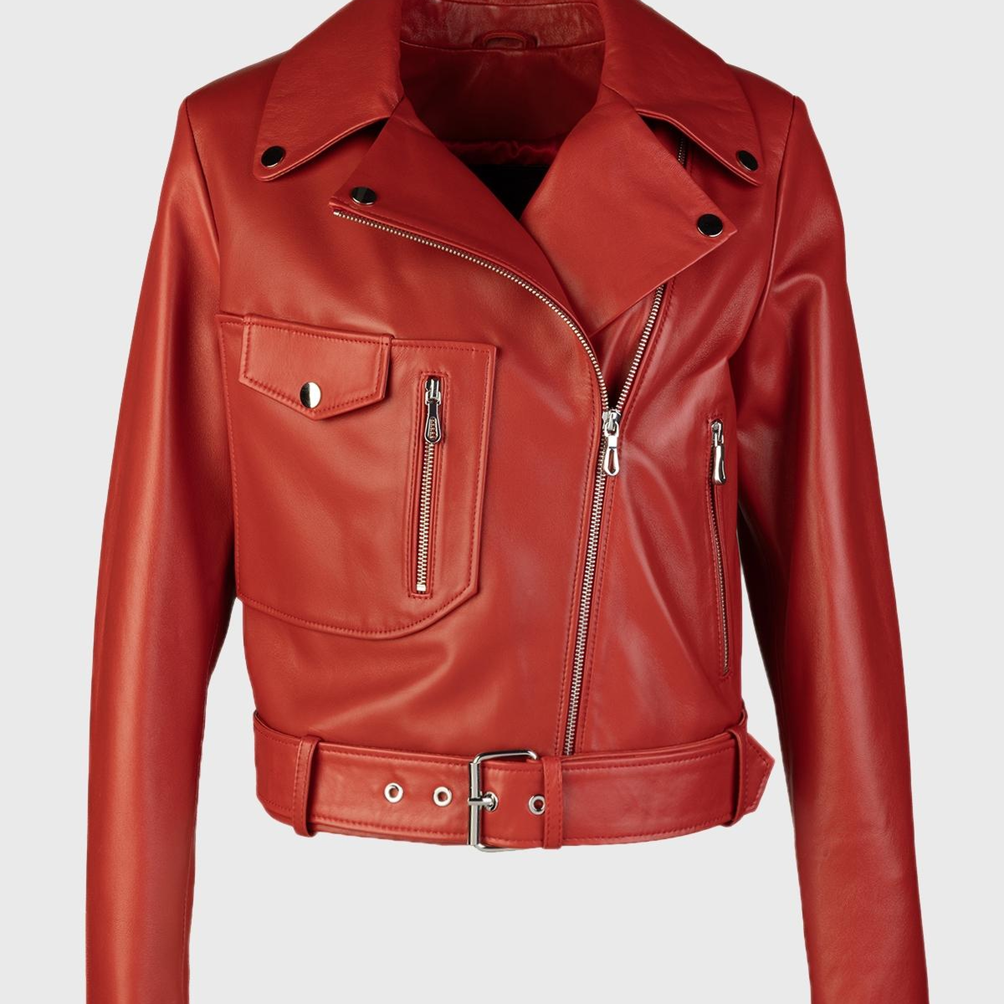 Valmenti Kadın Hakiki Deri Kırmızı Mont