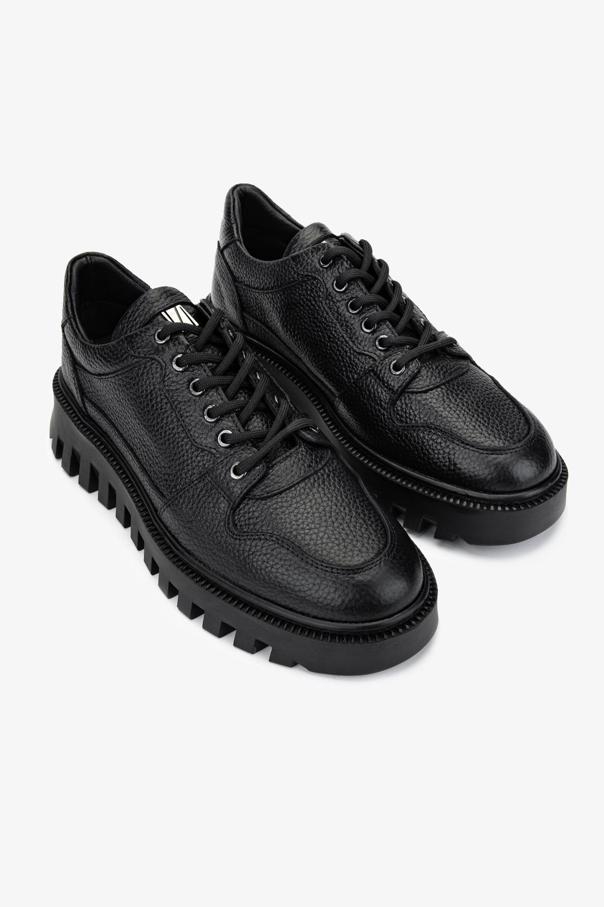 Valmenti Erkek Hakiki Deri Siyah Floter Sneakers & Spor Ayakkabı