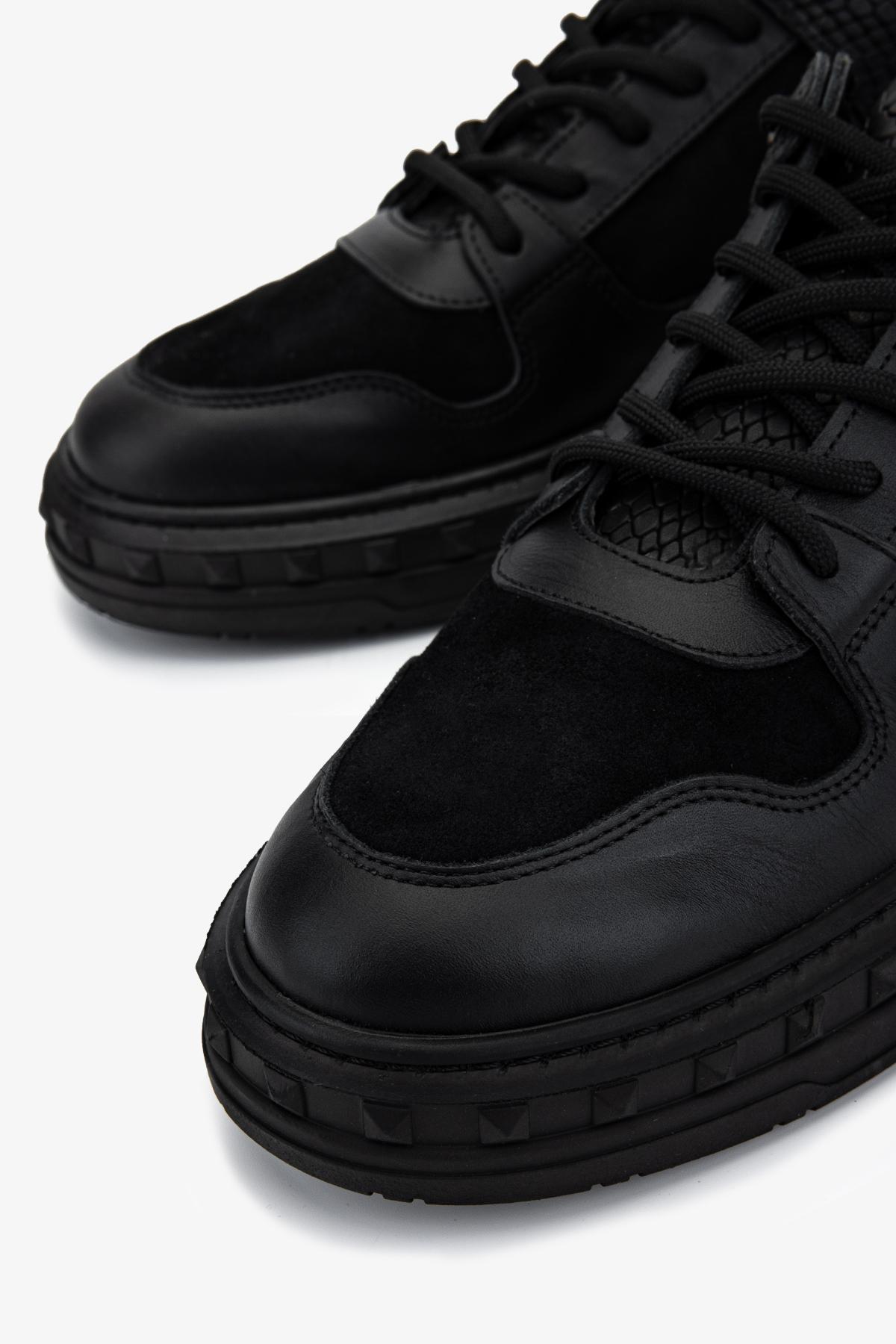 Valmenti Erkek Hakiki Deri Siyah Nubuk Sneakers & Spor Ayakkabı