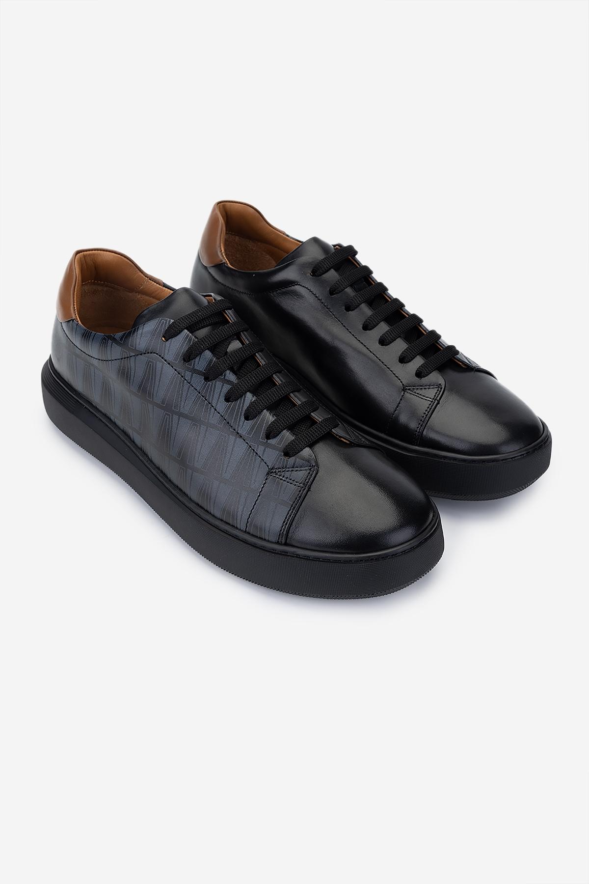 Valmenti Erkek Hakiki Deri Siyah Sneakers & Spor Ayakkabı