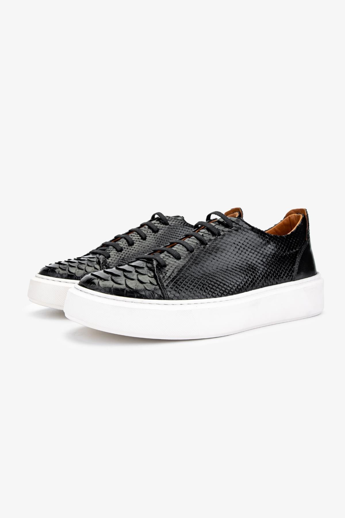 Valmenti Erkek Hakiki Deri Siyah Sneakers & Spor Ayakkabı