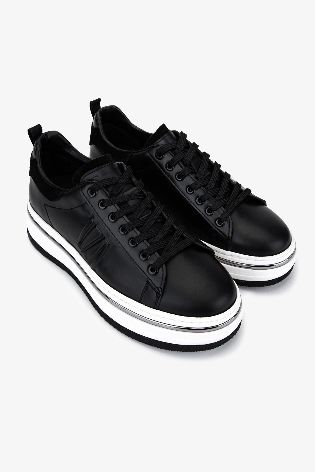 Valmenti Erkek Hakiki Deri Siyah Sneakers & Spor Ayakkabı