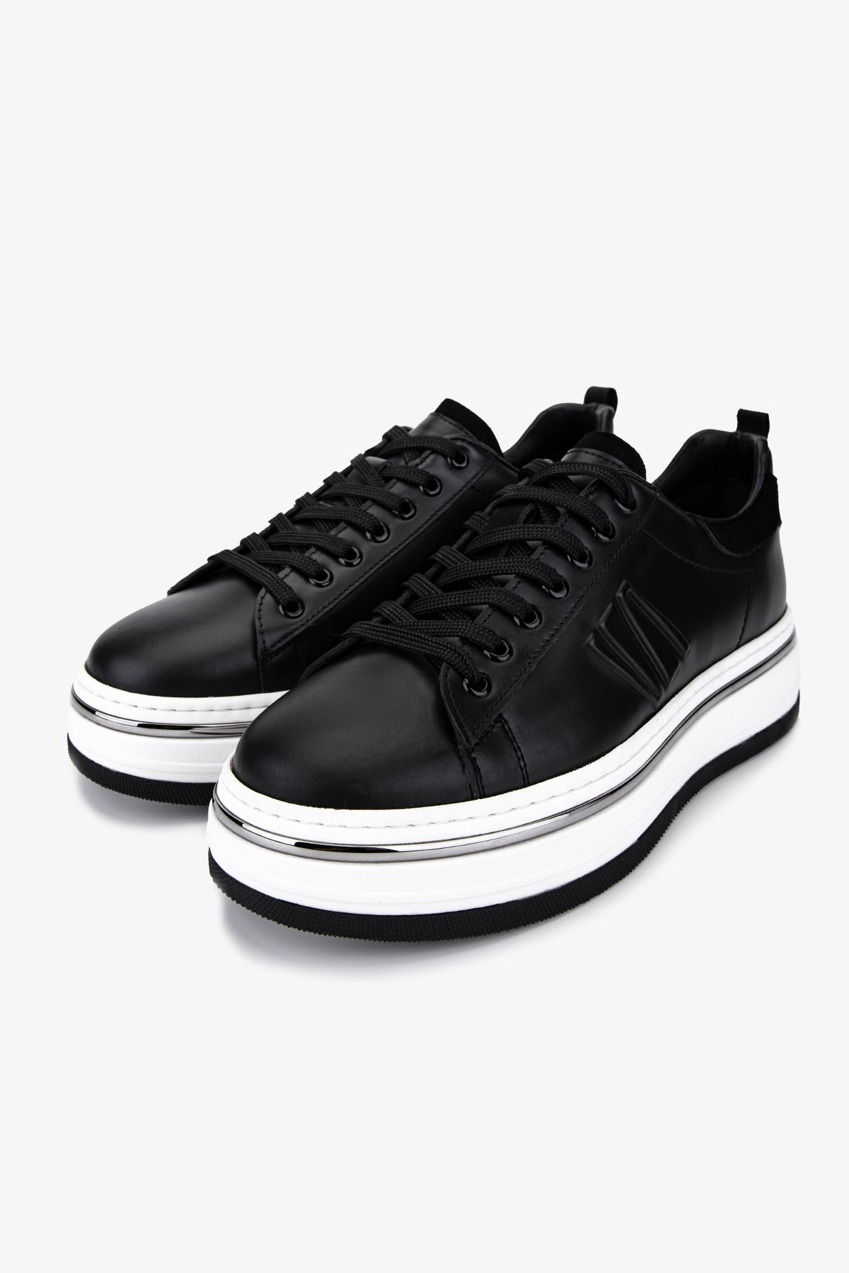 Valmenti Erkek Hakiki Deri Siyah Sneakers & Spor Ayakkabı